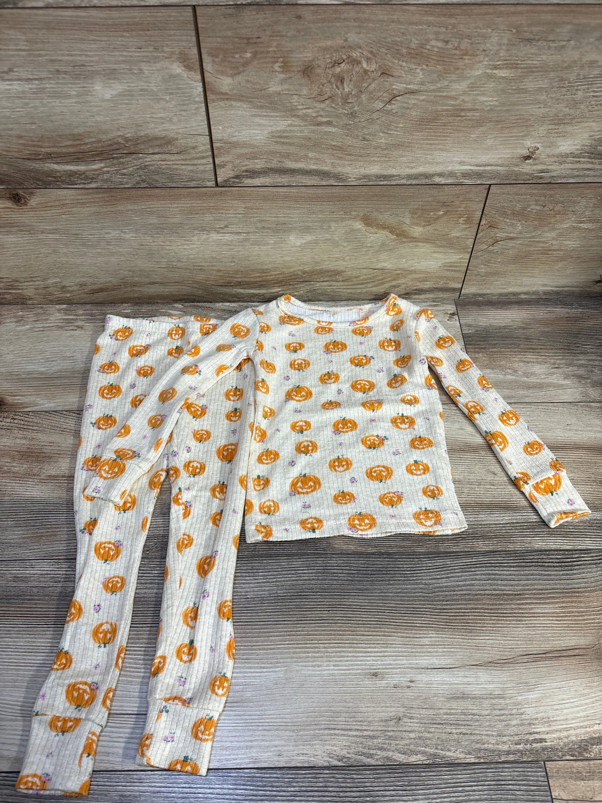 Children's Place 2pc Jack O Lantern Pajama Set Cream sz 3T