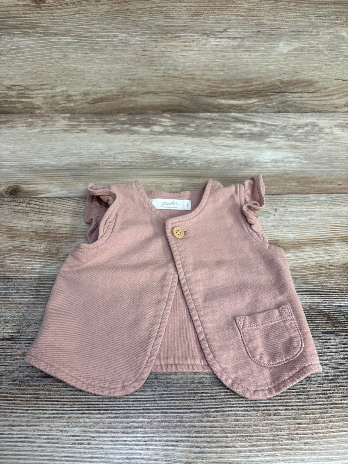 Pehr French Terry Ruffle Vest in Soft Peony sz 0-6m
