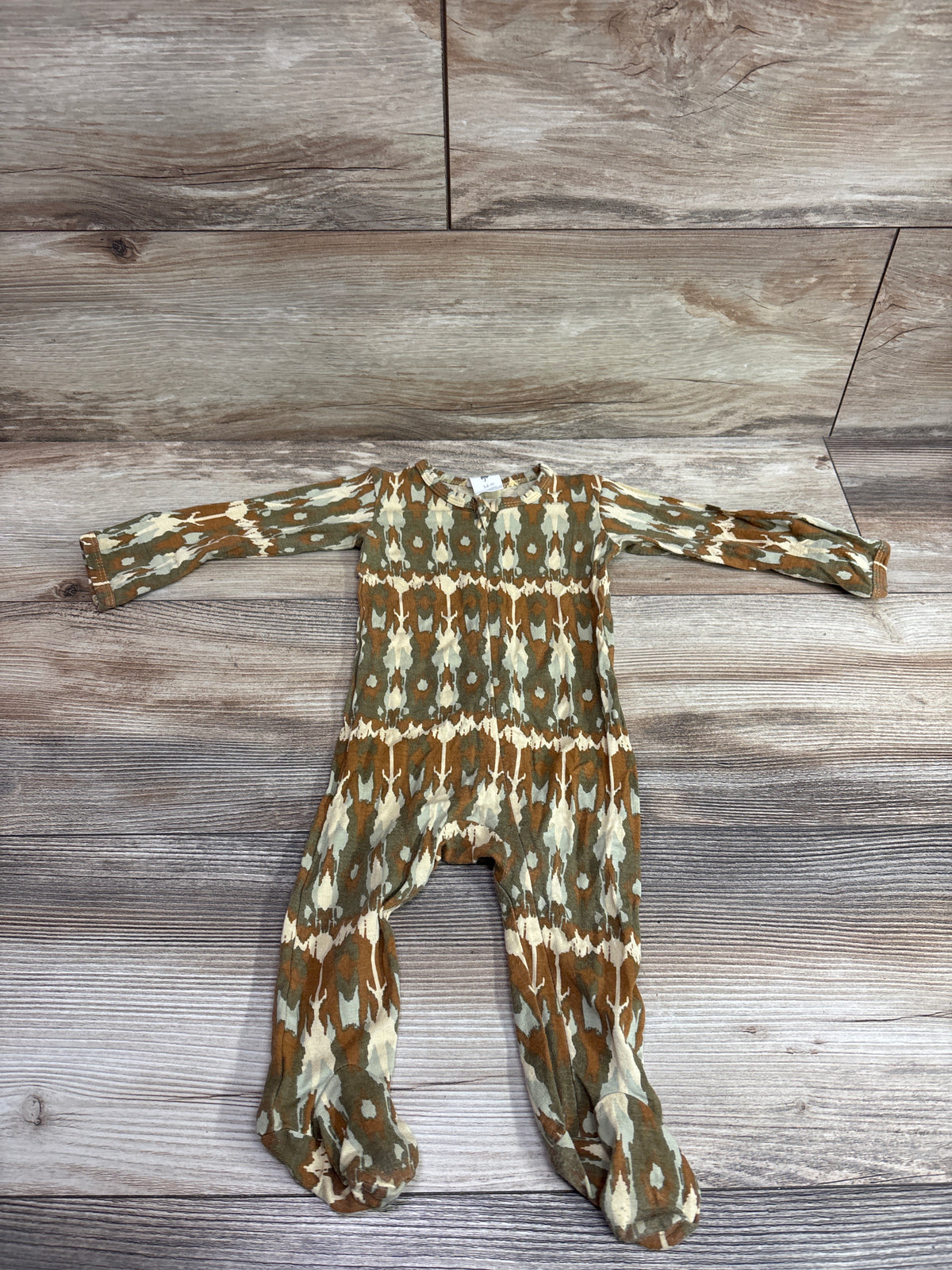 Kate Quinn Bamboo Footie Sleeper Beige Camo sz 3-6m