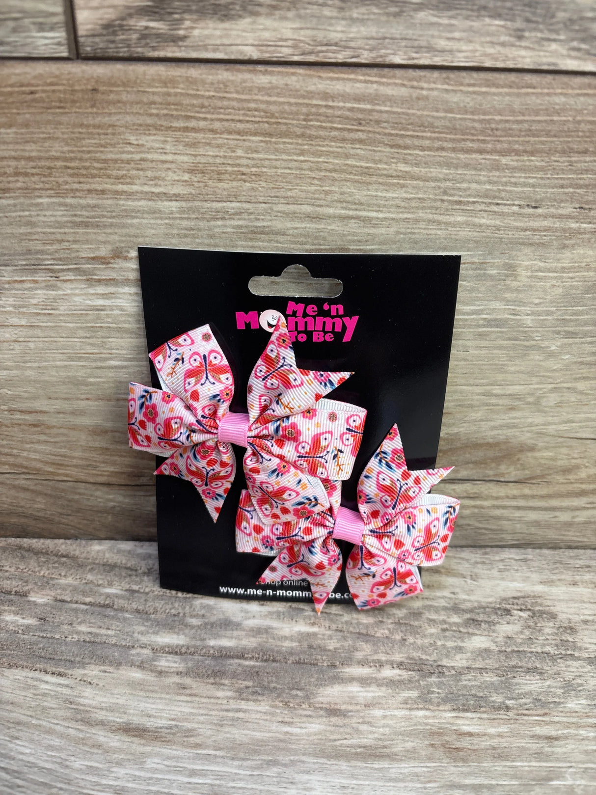 NEW Fanned Out Hair Bows, Pink Butterfly 2pk