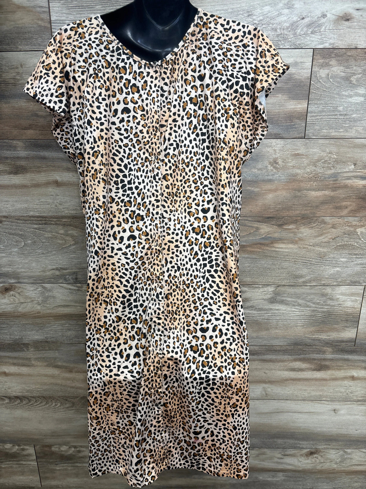 Three Little Tots Leopard Print Labor & Delivery Nursing Hospital Gown sz Sm/Med