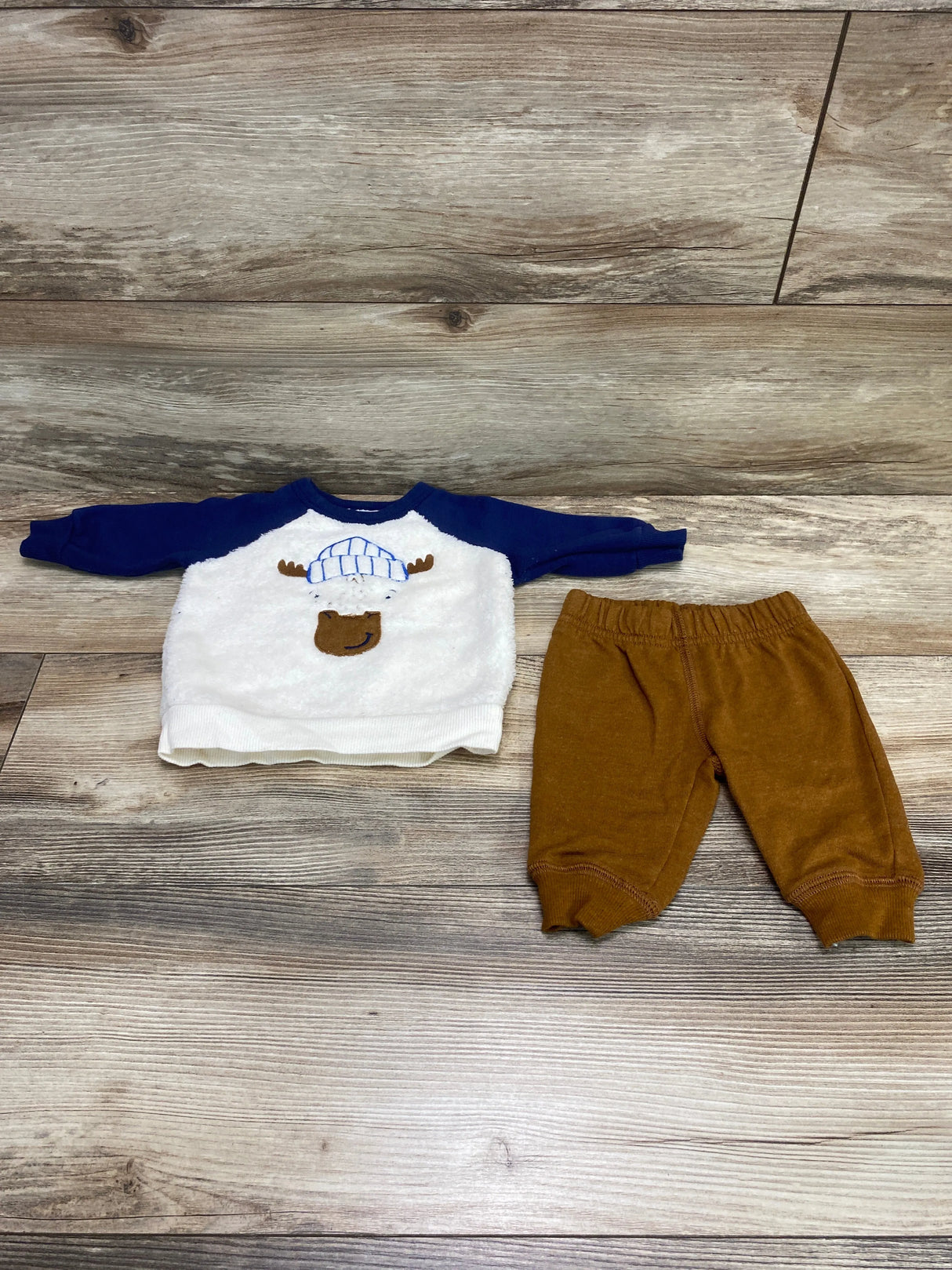 Carter's 2pc Moose Sweatshirt & Joggers Blue sz 3m - Me n Mommy To Be