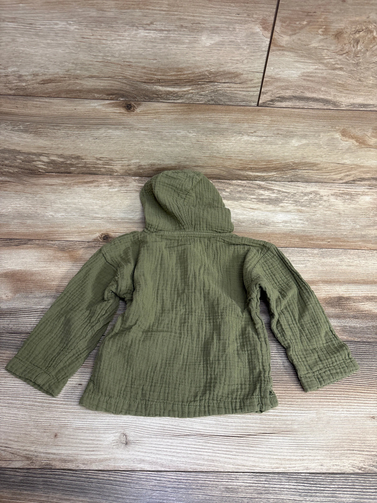 Organic Little Planet Muslin Hooded Shirt Green sz 2T
