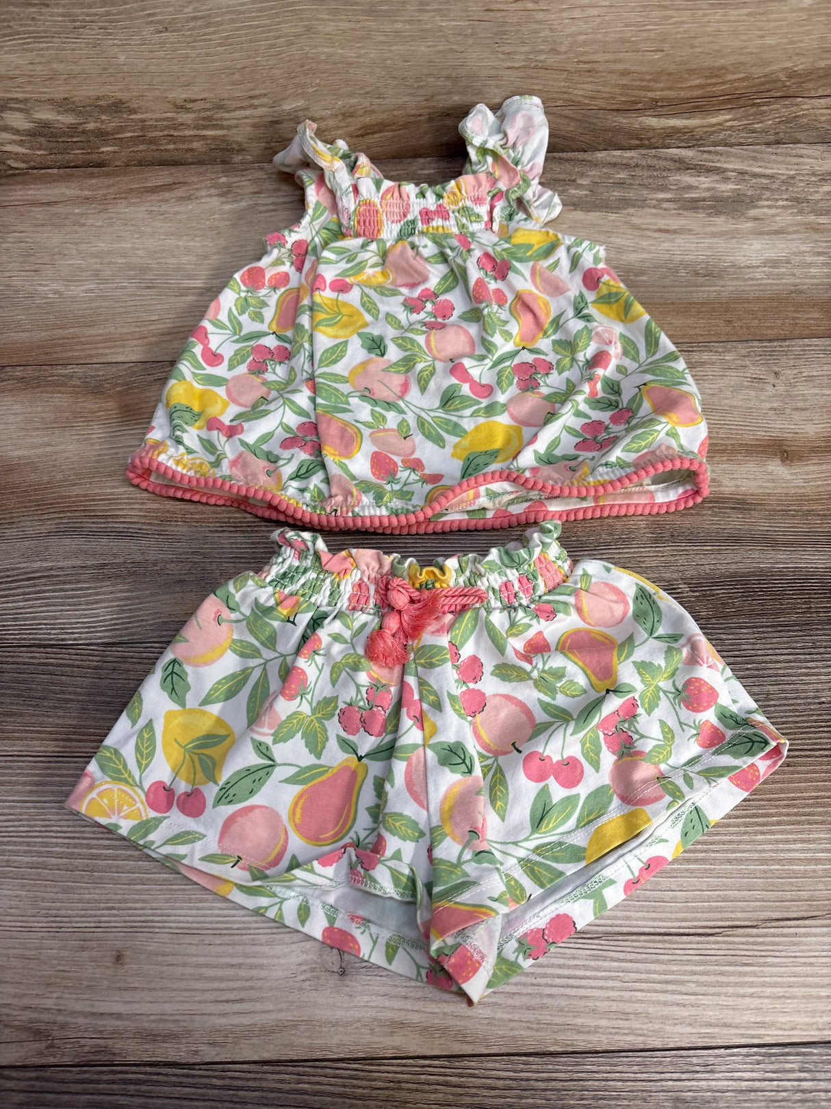 C&C California 2pc Fruit Print Top & Shorts White sz 18m - Me n Mommy To Be