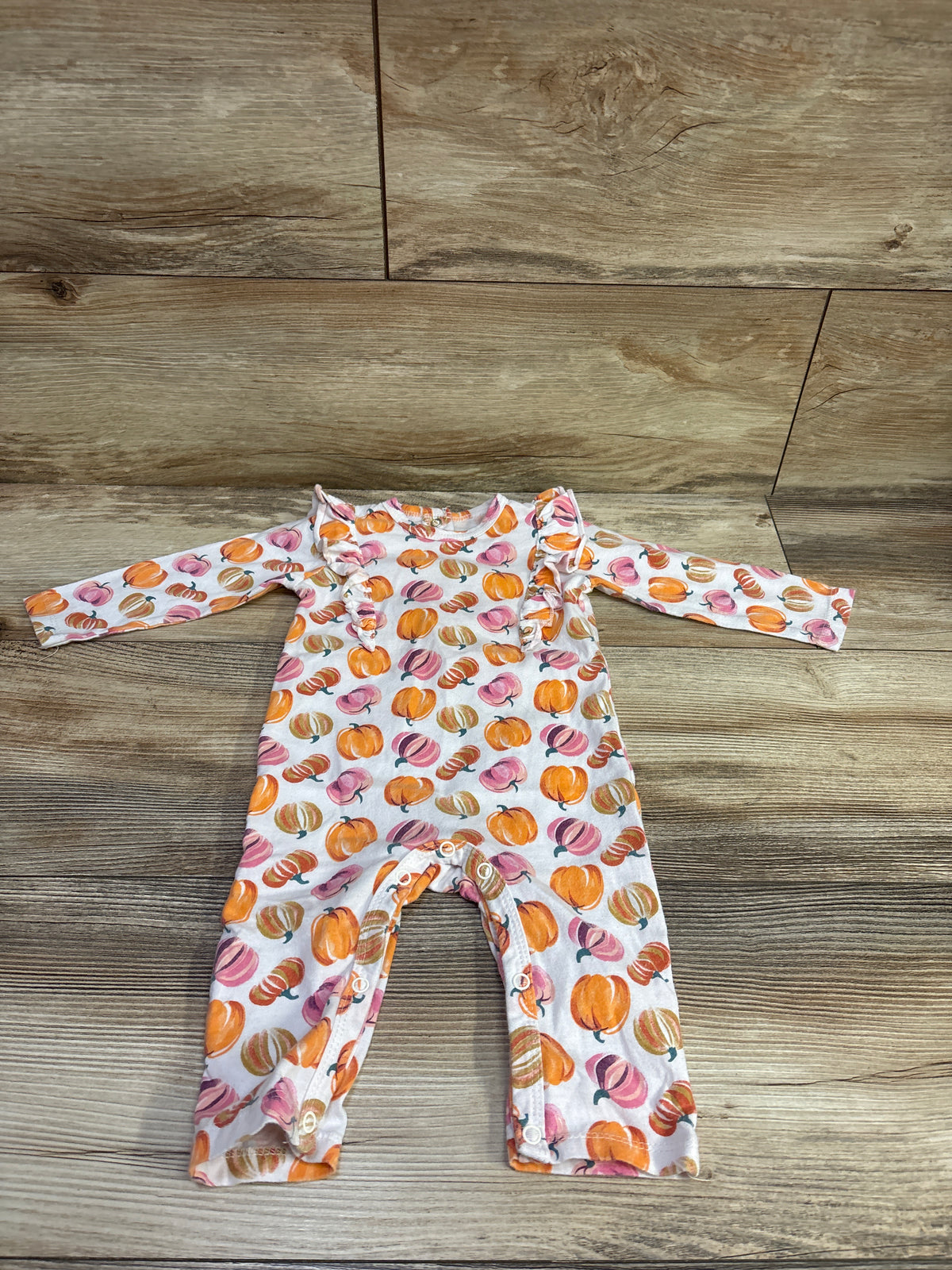 Chick Pea Pumpkin Coverall White sz 3-6m
