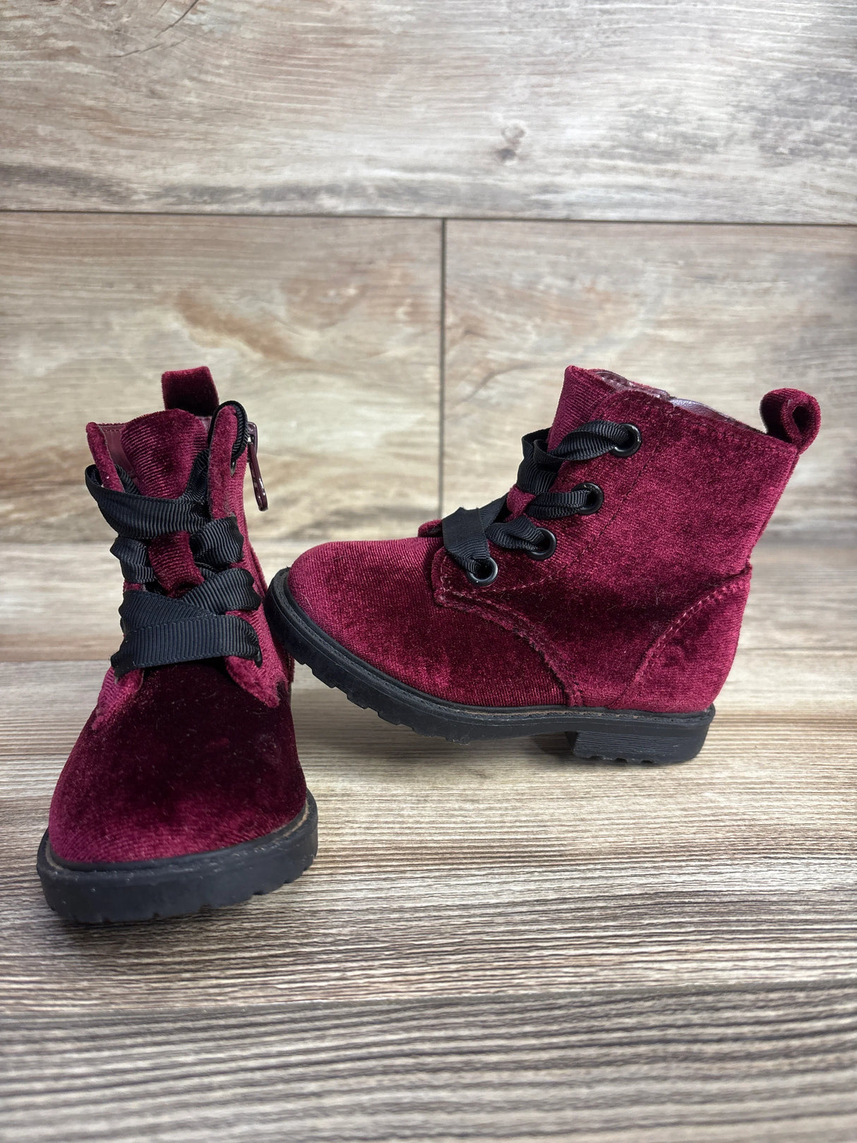 Cat & Jack Giovanna Lace-Up Combat Boots Maroon sz 5c