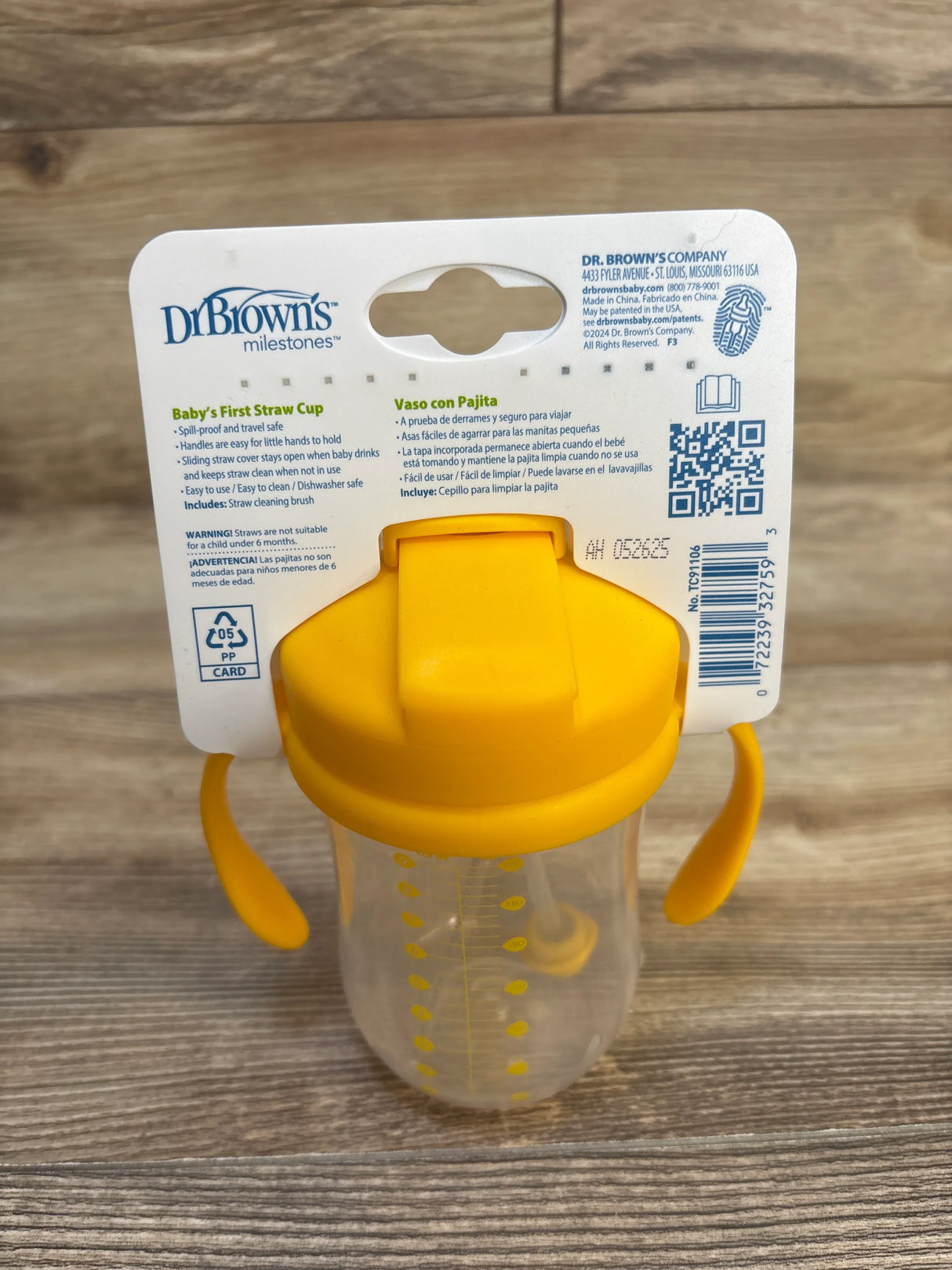 NEW Dr. Brown's Milestones Baby's 1st Straw Cup Yellow 9oz
