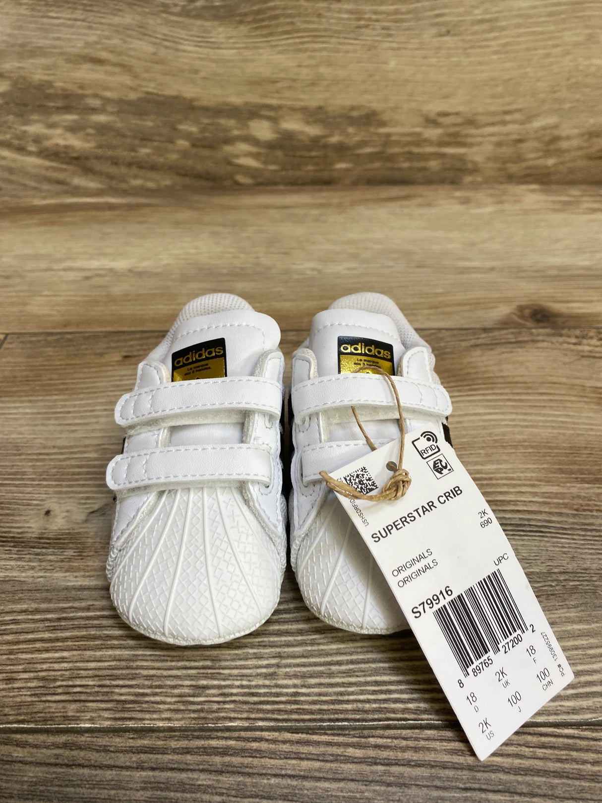 NEW Adidas Superstar Crib Shoes, White sz 2c