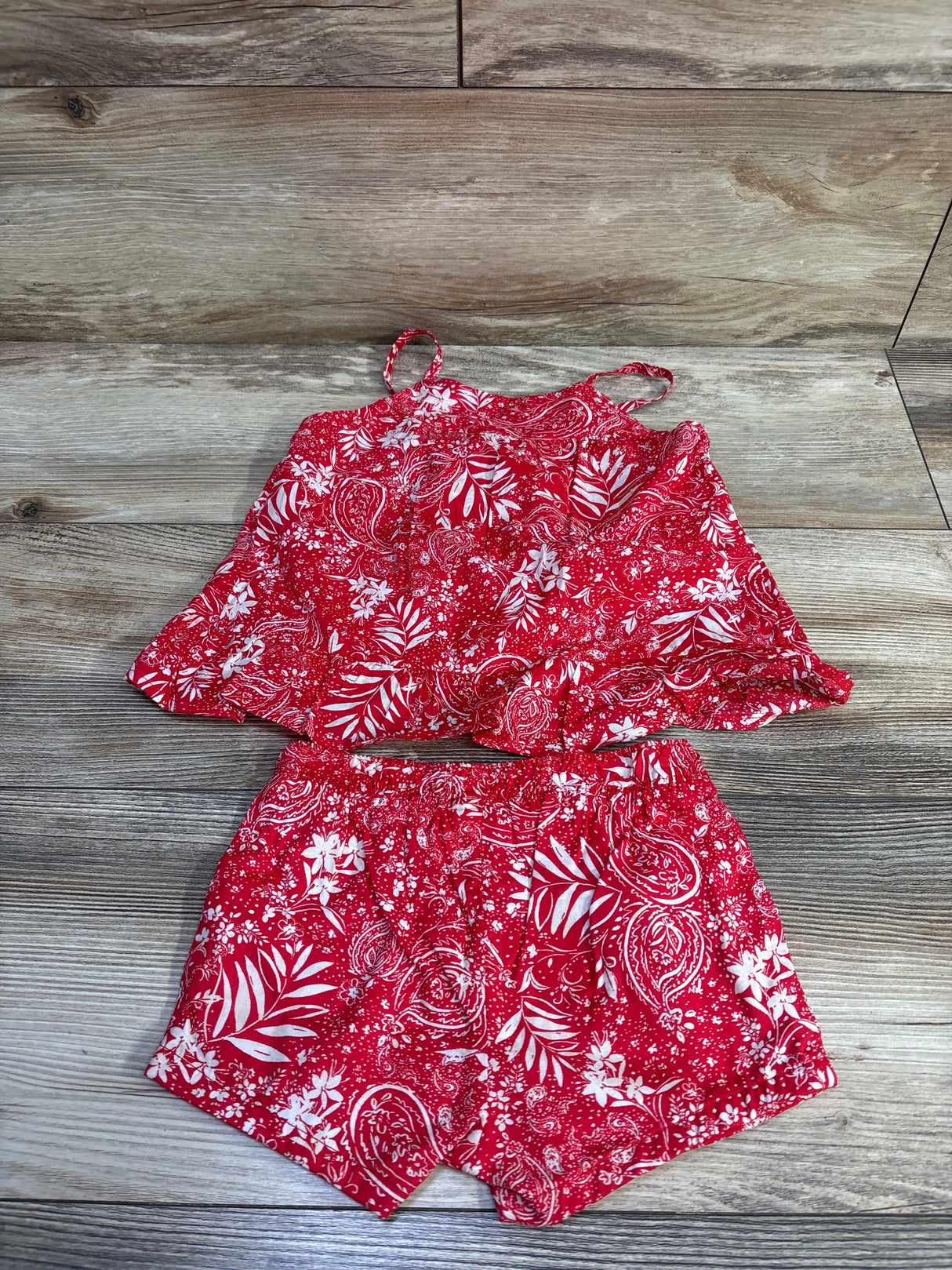 NEW OshKosh 2pc Sleeveless Paisley Woven Top & Shorts Set Red sz 2T