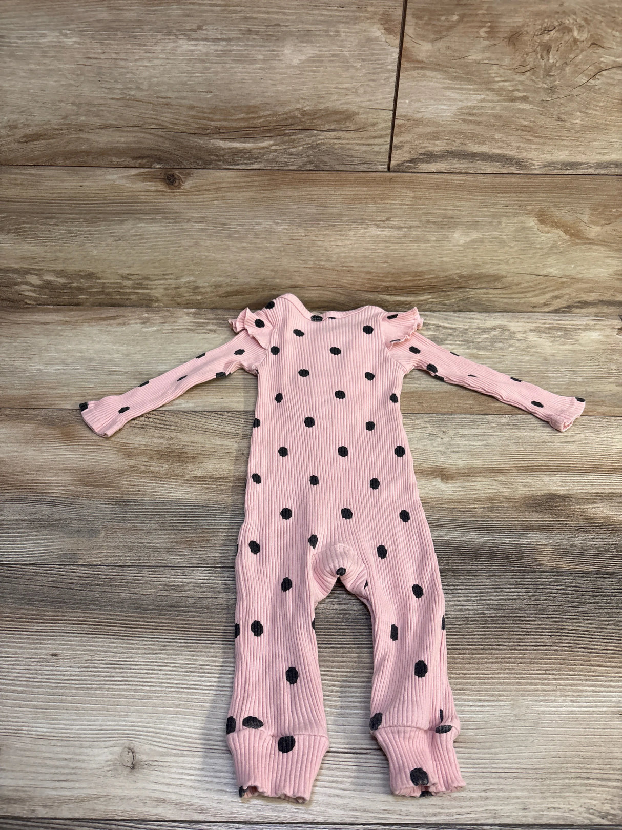 Polka Dot Ribbed Henley Coverall Pink sz 9m