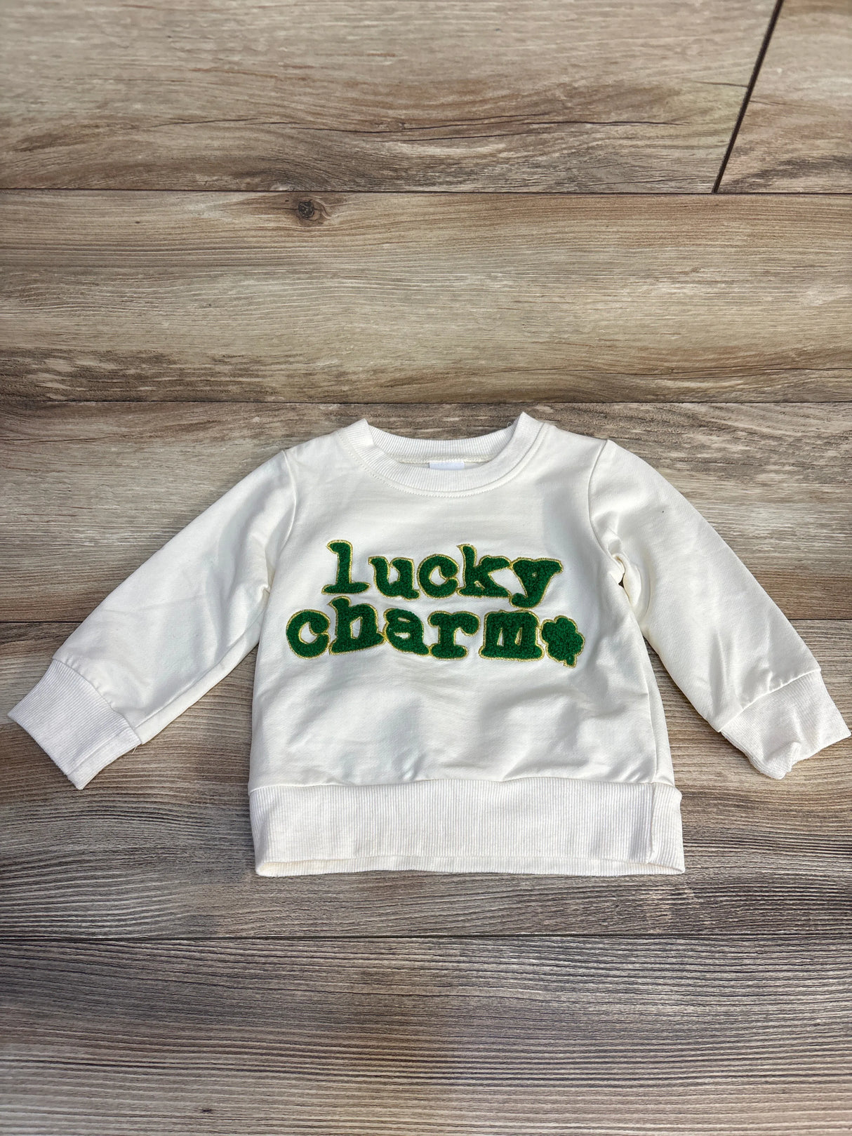 Sprifallbaby Lucky Charm Embroidered Sweatshirt White sz 6-12m