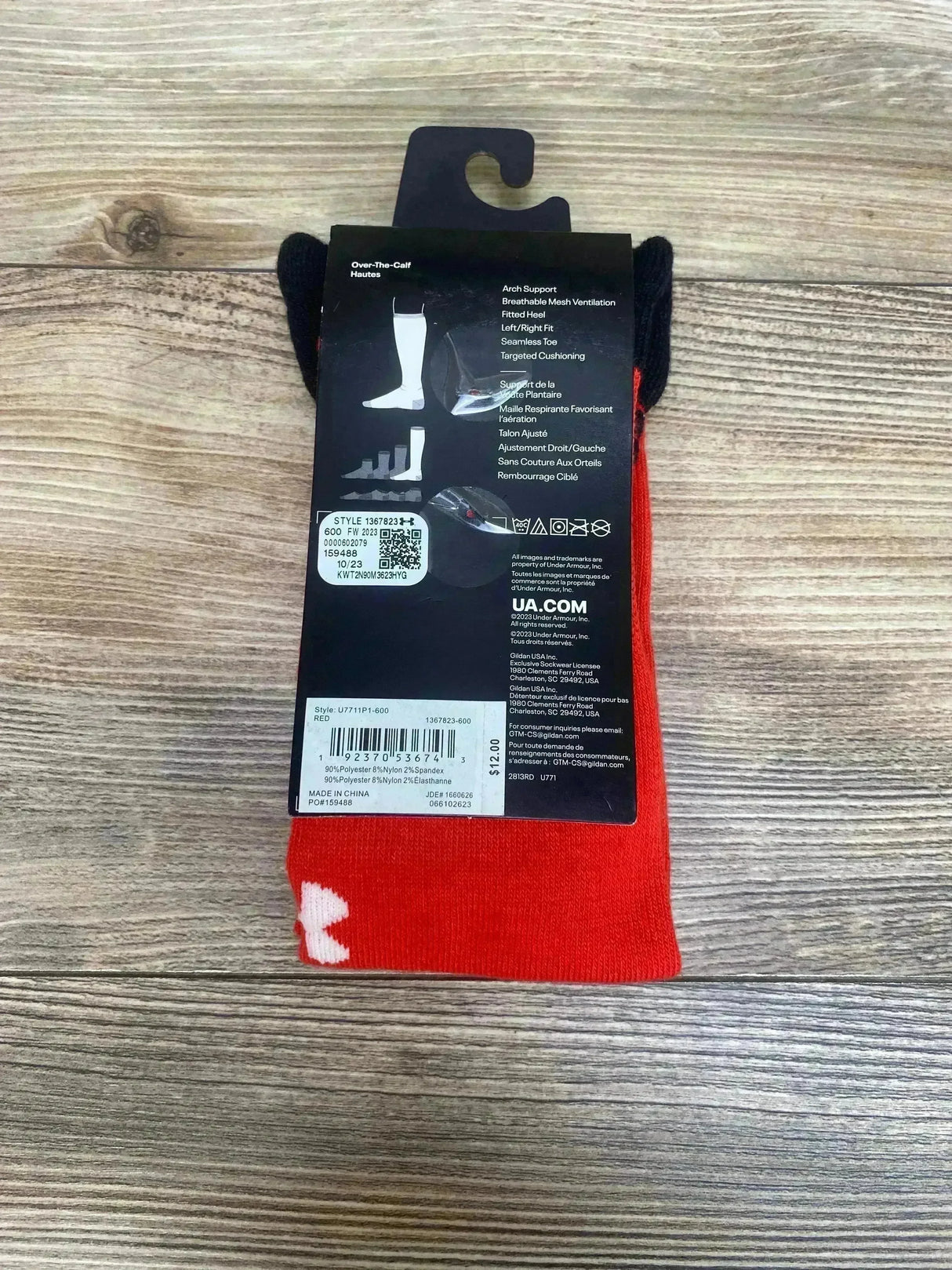 NEW Under Armour Cushioned Over The Calf Socks Red/Black Sz 13.5c-4.5Y - Me n Mommy To Be