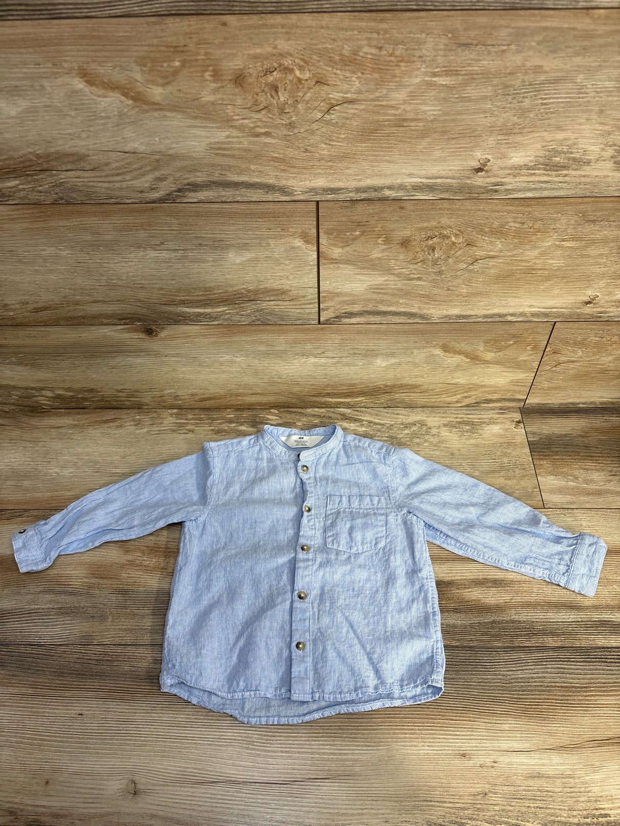 H&M Striped Button Up Shirt Blue sz 3T