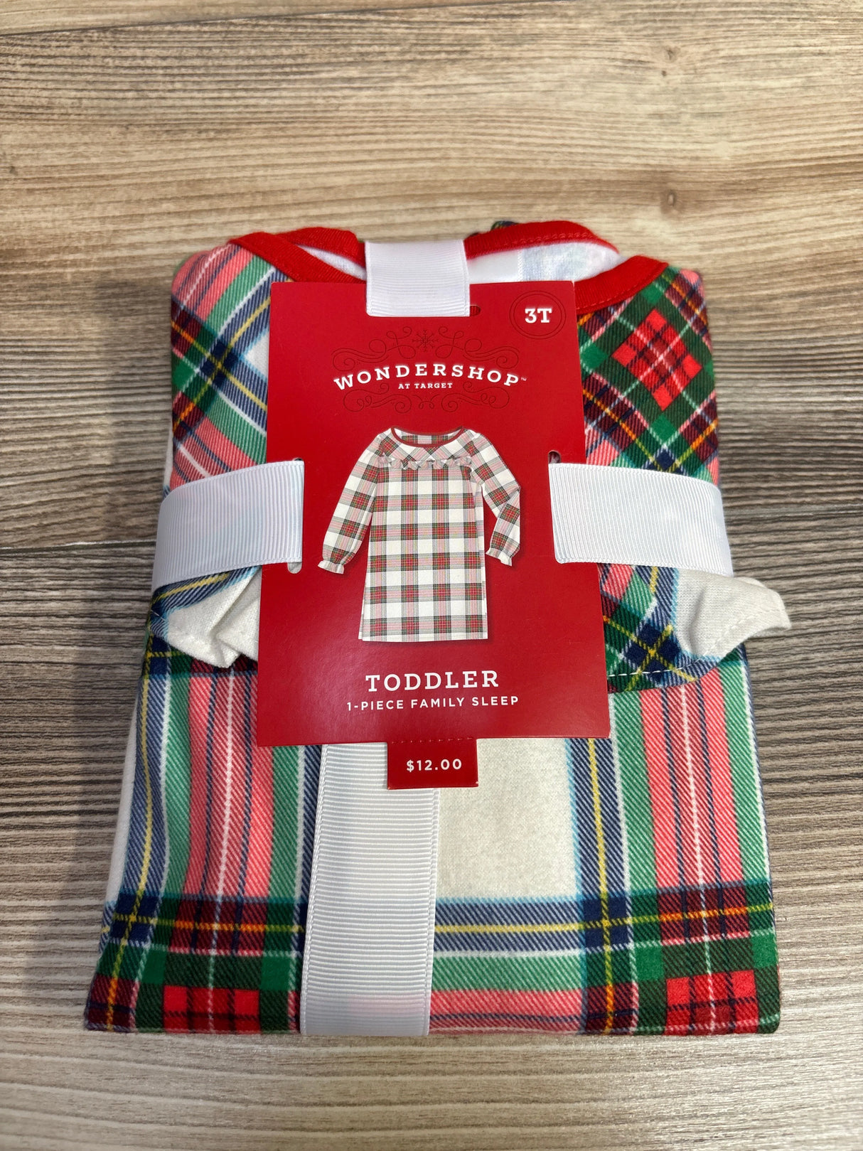 NEW Wondershop Christmas Nightgown Cream Tartan sz 3T