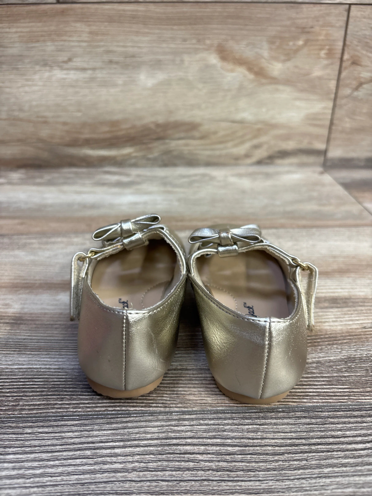 Cat & Jack Mary Jane Bow Ballet Flats Gold sz 7c