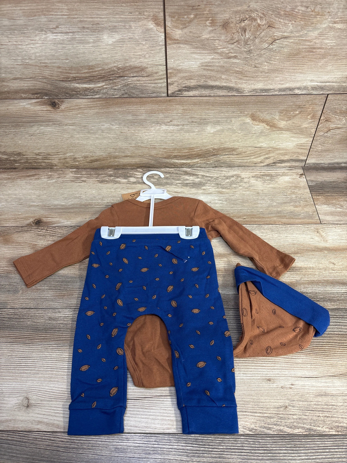 NEW Rae Dunn 3pc Sunday Funday Bodysuit Set Brown sz 6-9m