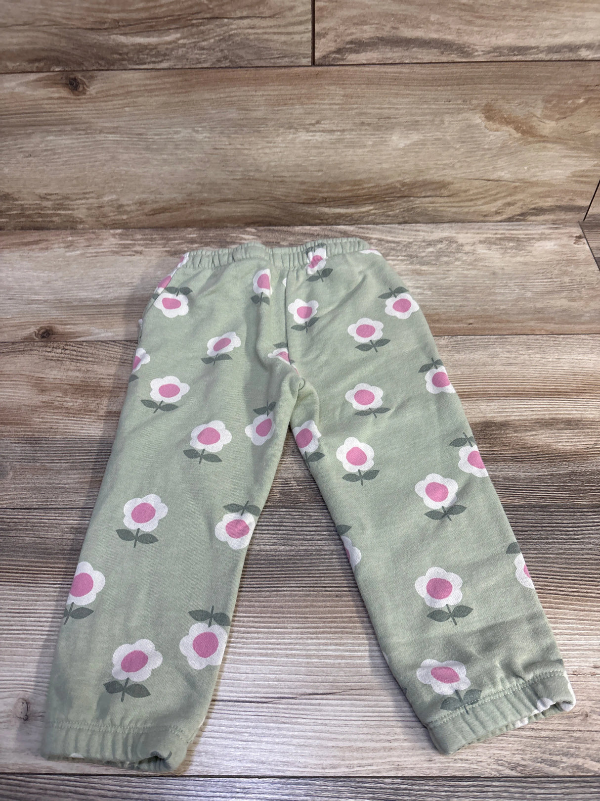 Cat & Jack Floral Drawstring Joggers Green sz 3T
