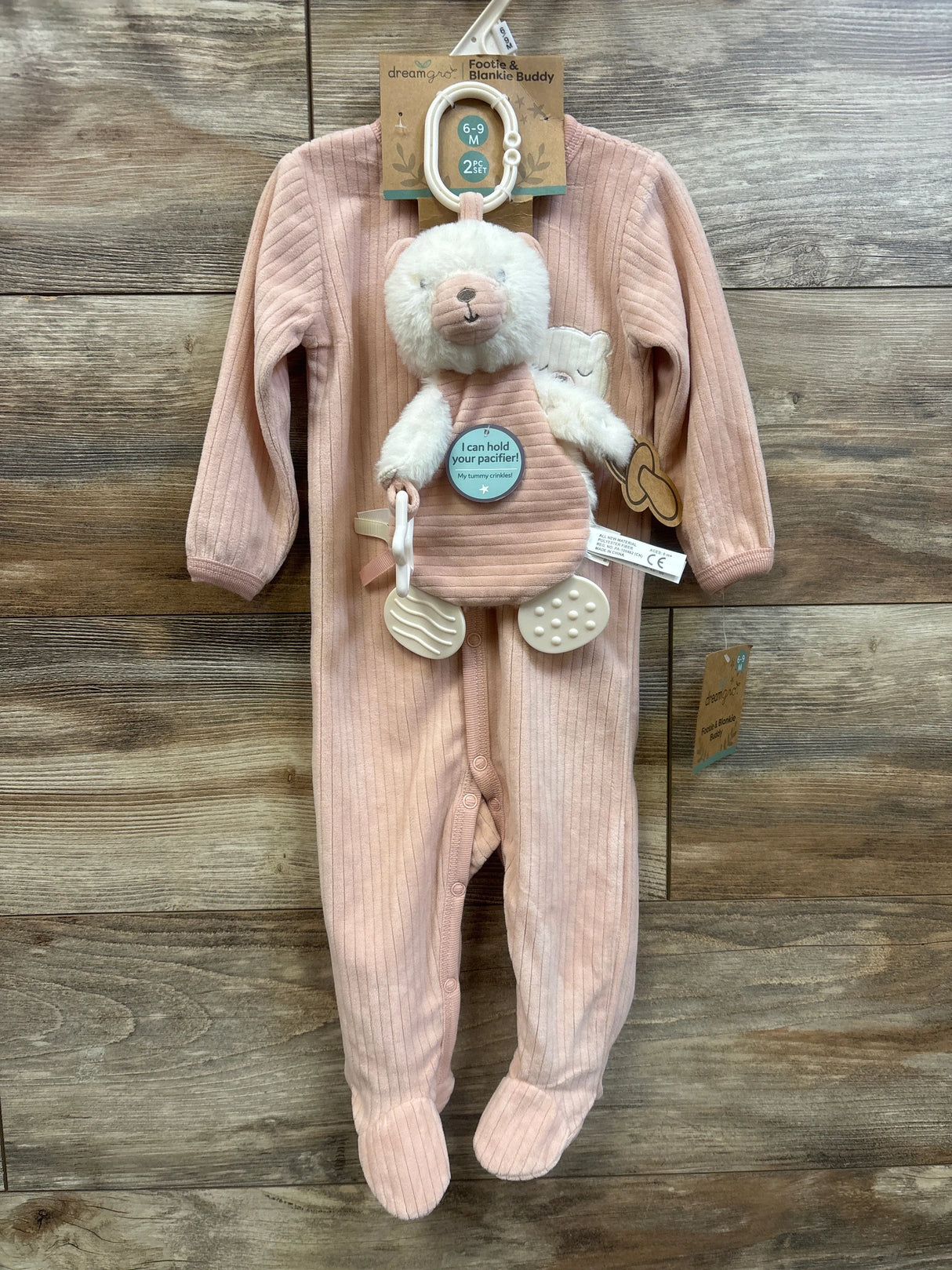 NEW DreamGro 2pc Footie & Blankie Buddy Pink sz 6-9m