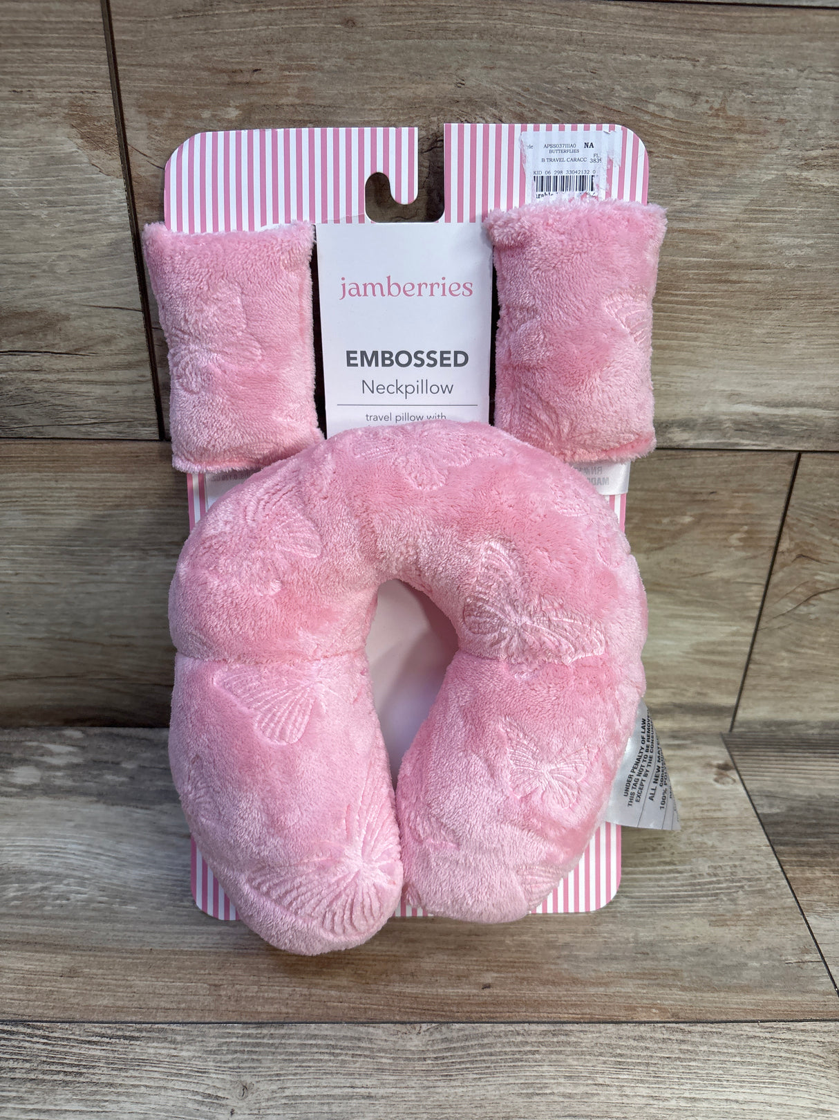 NEW Jamberries Embossed Travel Neck Pillow & Car Seat Belt Covers, Pink