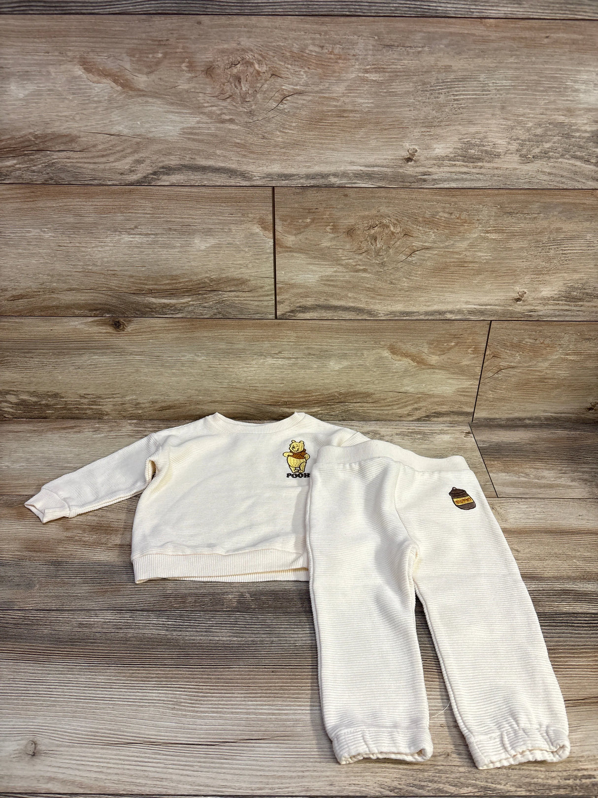Disney Baby 2pc Winnie The Pooh Ribbed Sweatshirt & Joggers Set Ivory sz 18m