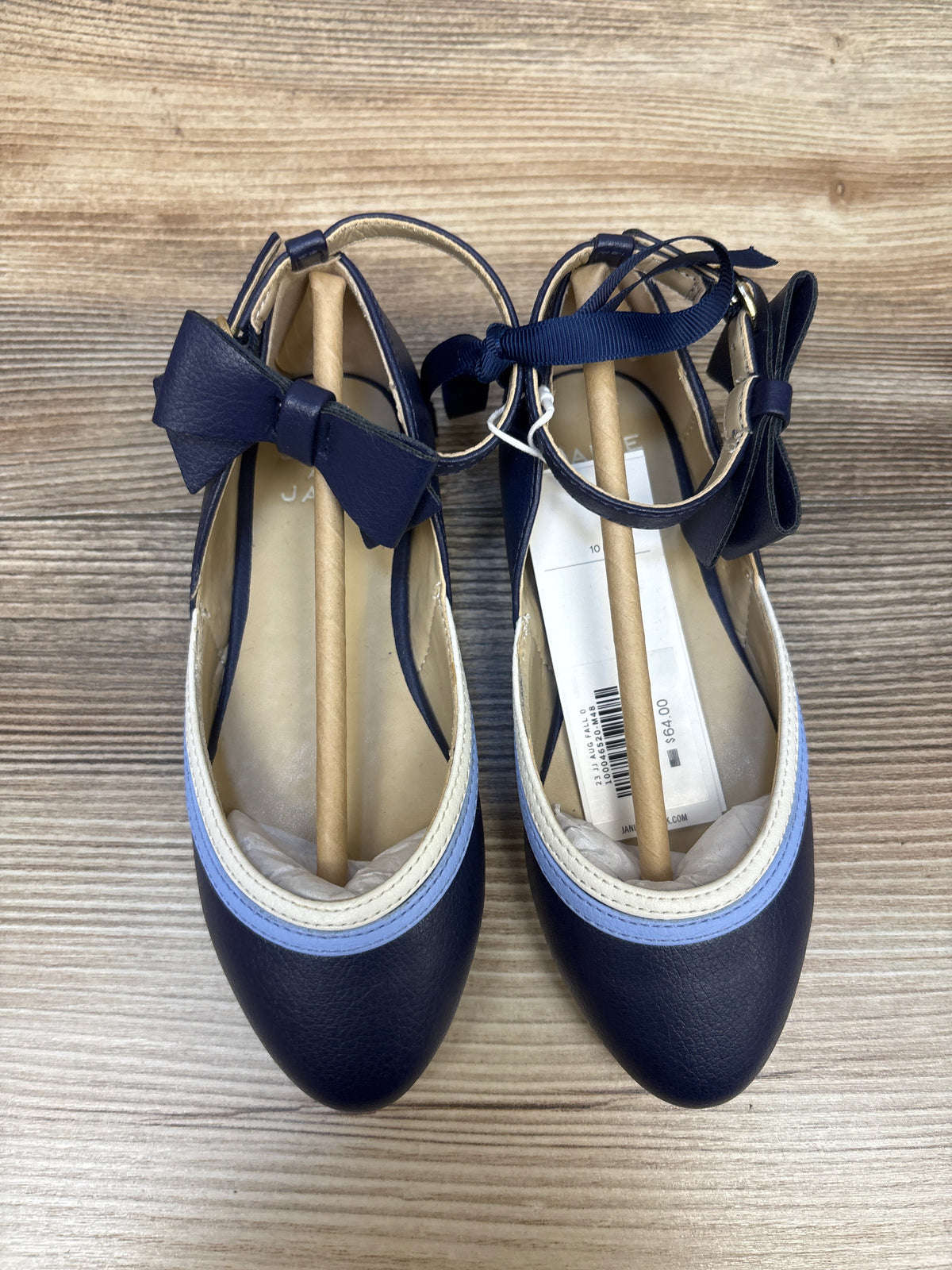 NEW Janie & Jack Bow Strap Pieced Ballet Flats Navy sz 10c