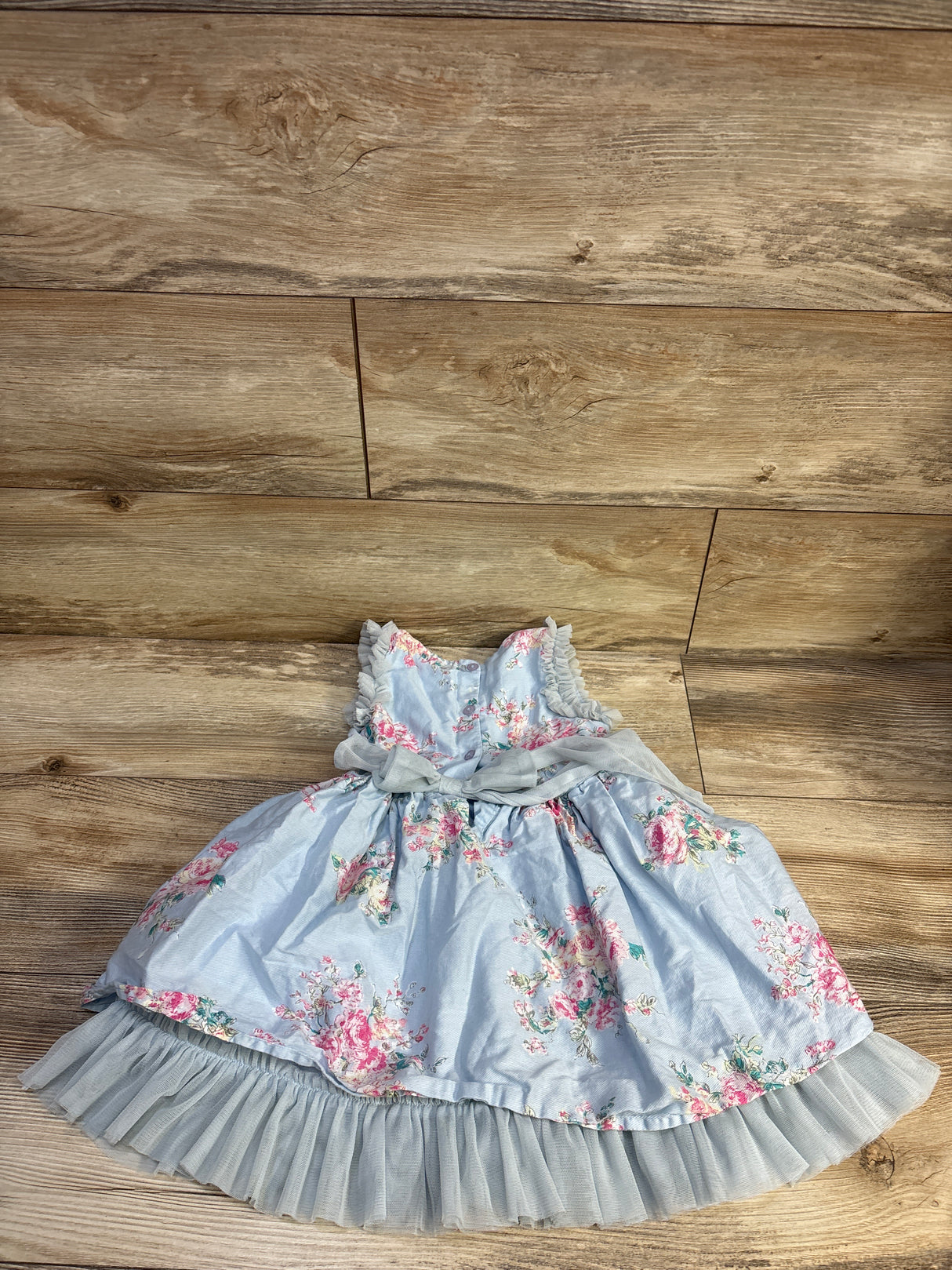 m&e by Mila and Emma Floral Tulle Trim Dress Blue sz 4T
