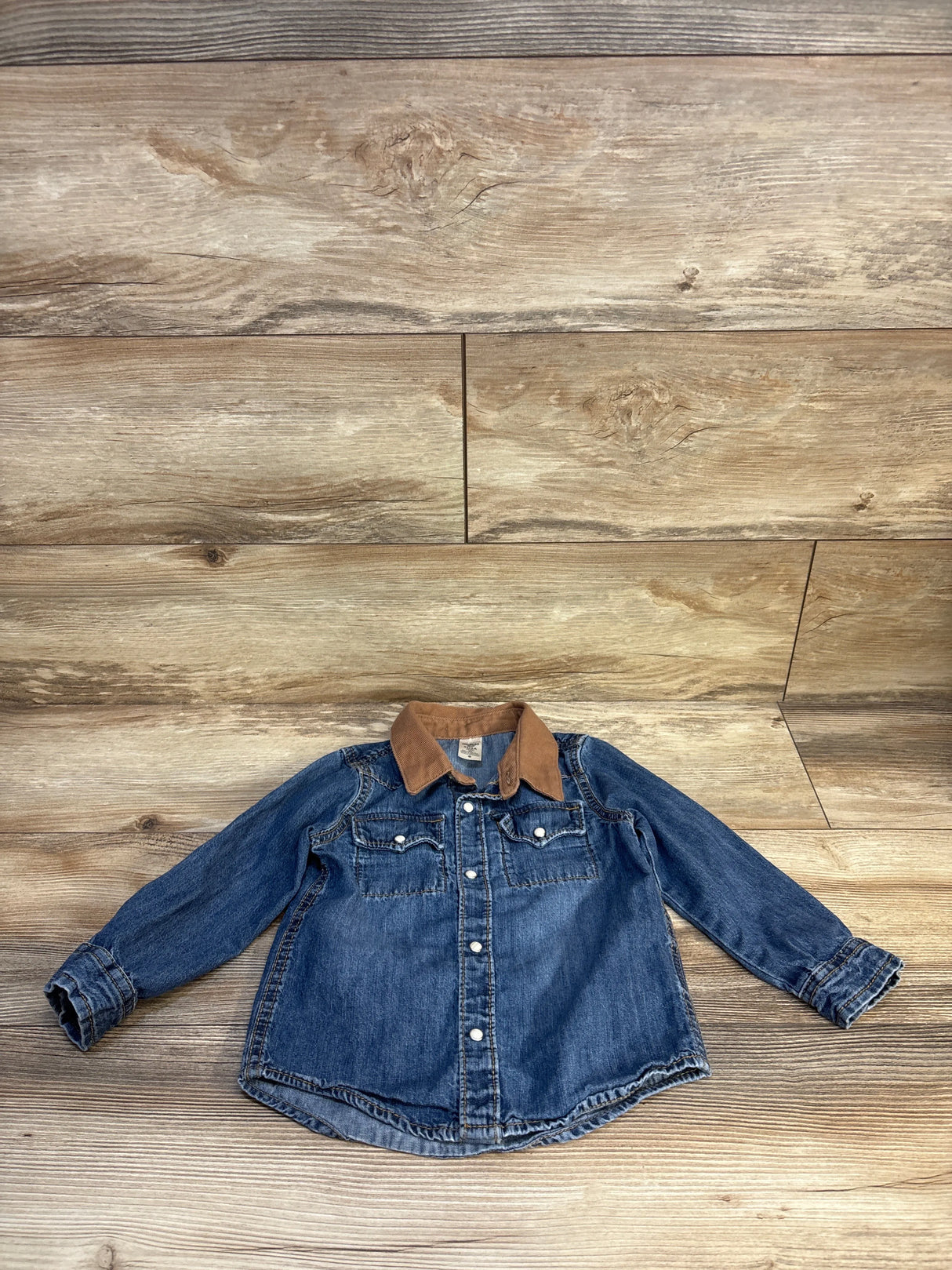 Oshkosh Western Denim Long-Sleeve Button-Down Shirt in Blue sz 3T