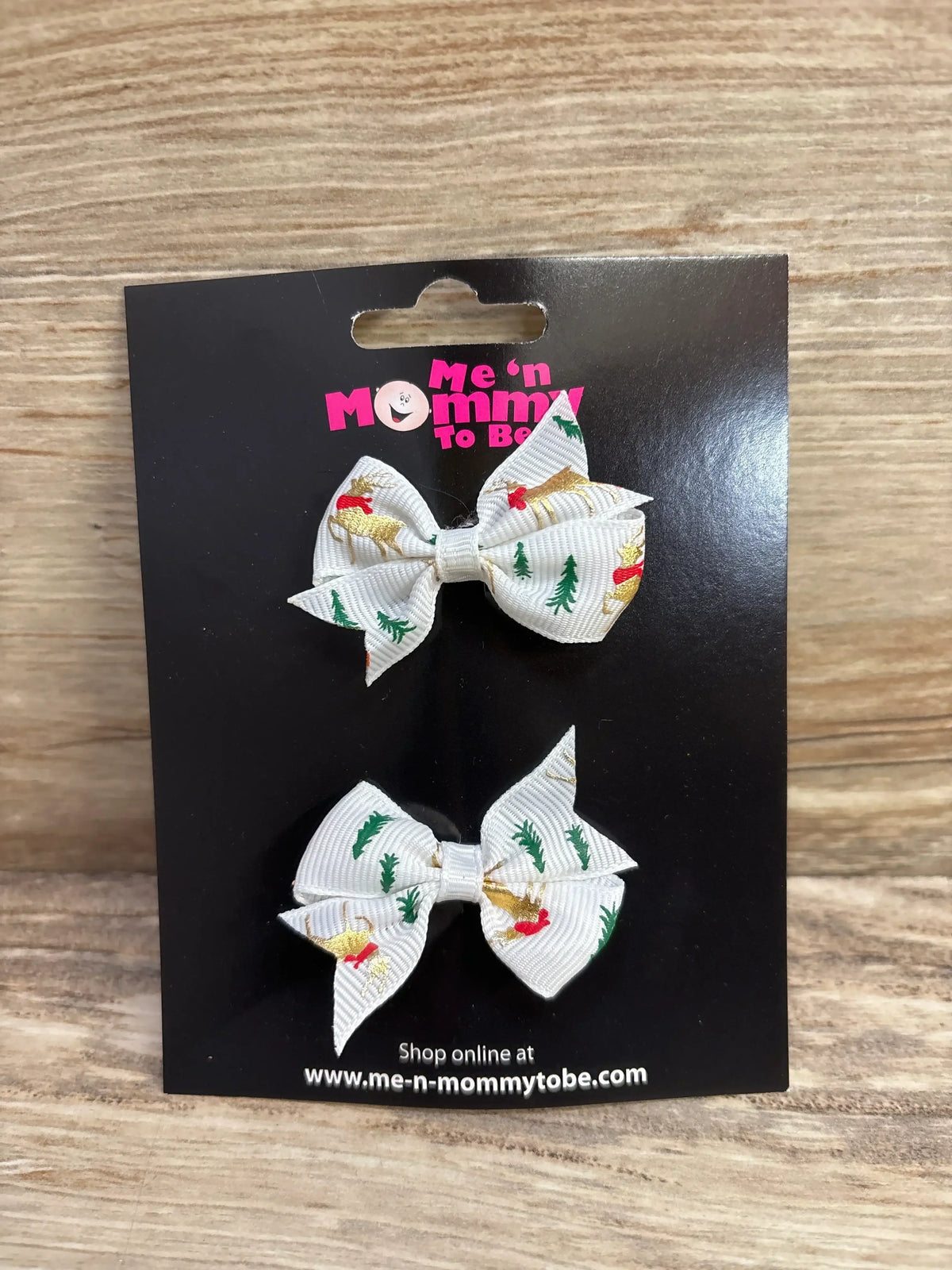 NEW Reindeer Hair Bows White 2pk