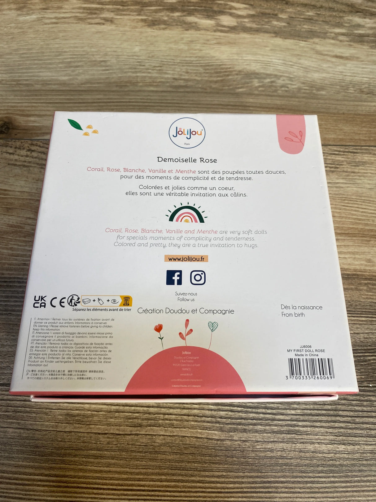 NEW JoliJou Paris My First Doll Demoiselle Rose Mini