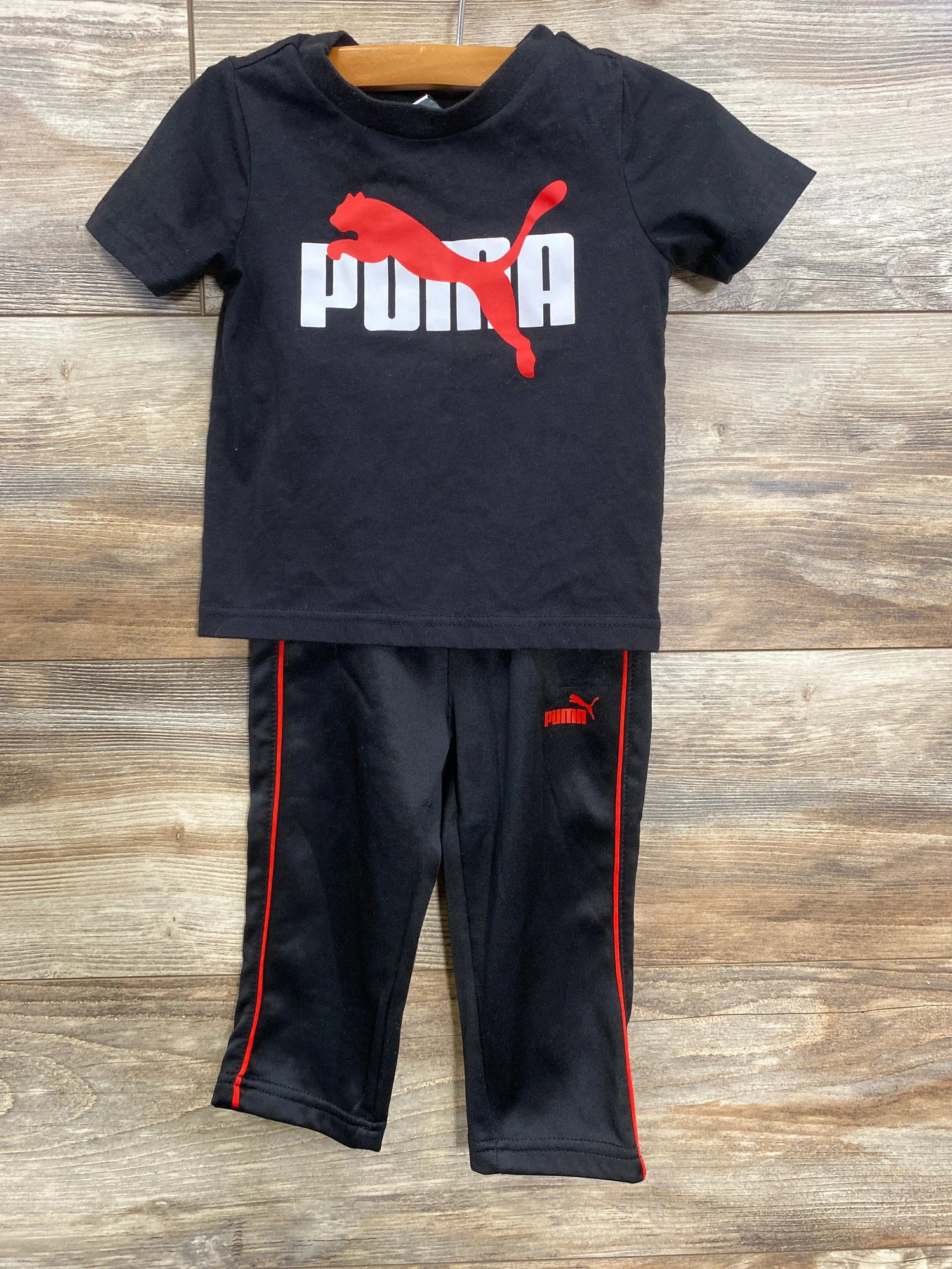 Puma 3pc Active Full Zip Jacket & Pants Set Red sz 12m