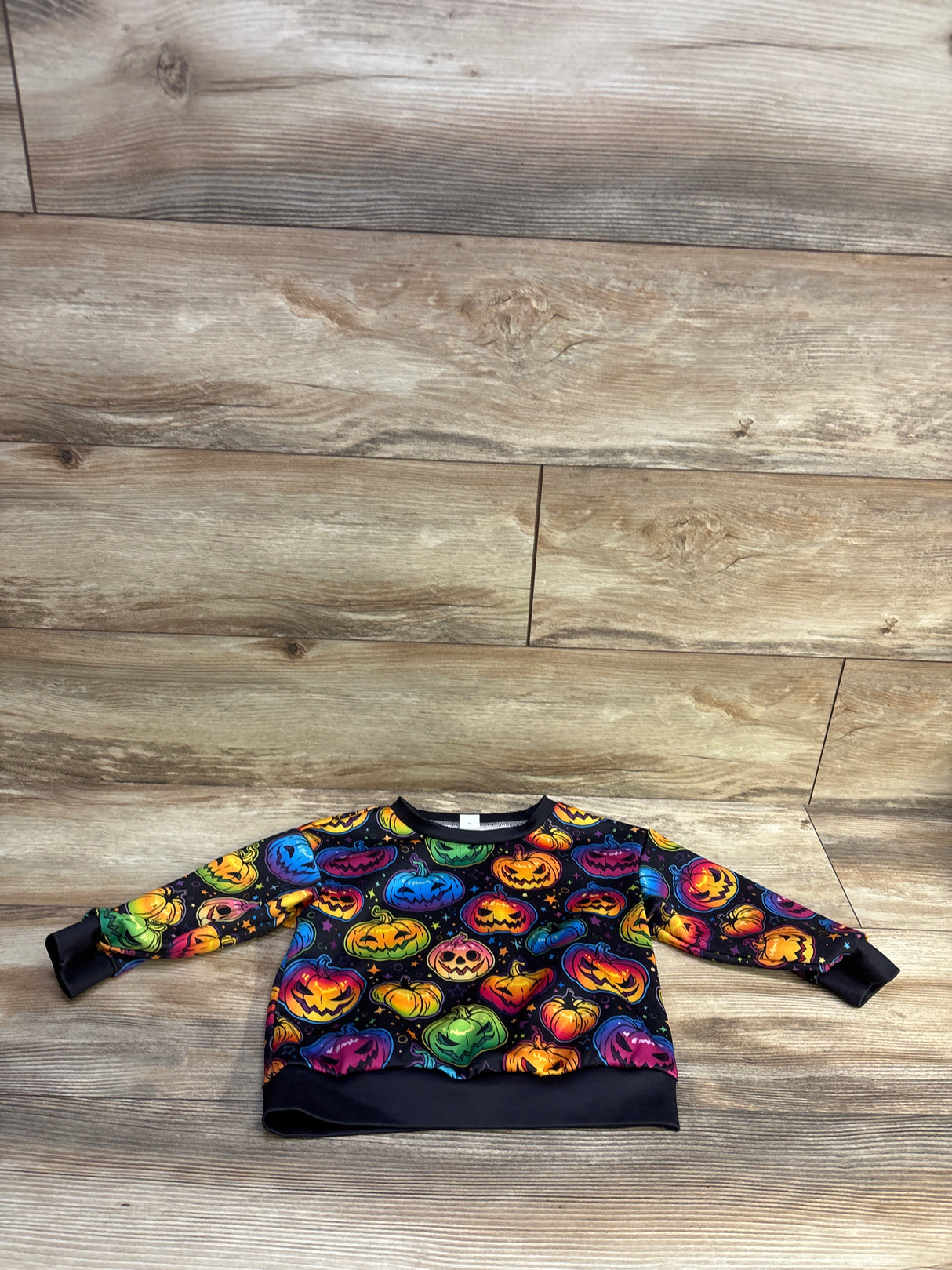 Shein Halloween Pumpkin Pullover Sweatshirt Black sz 4T