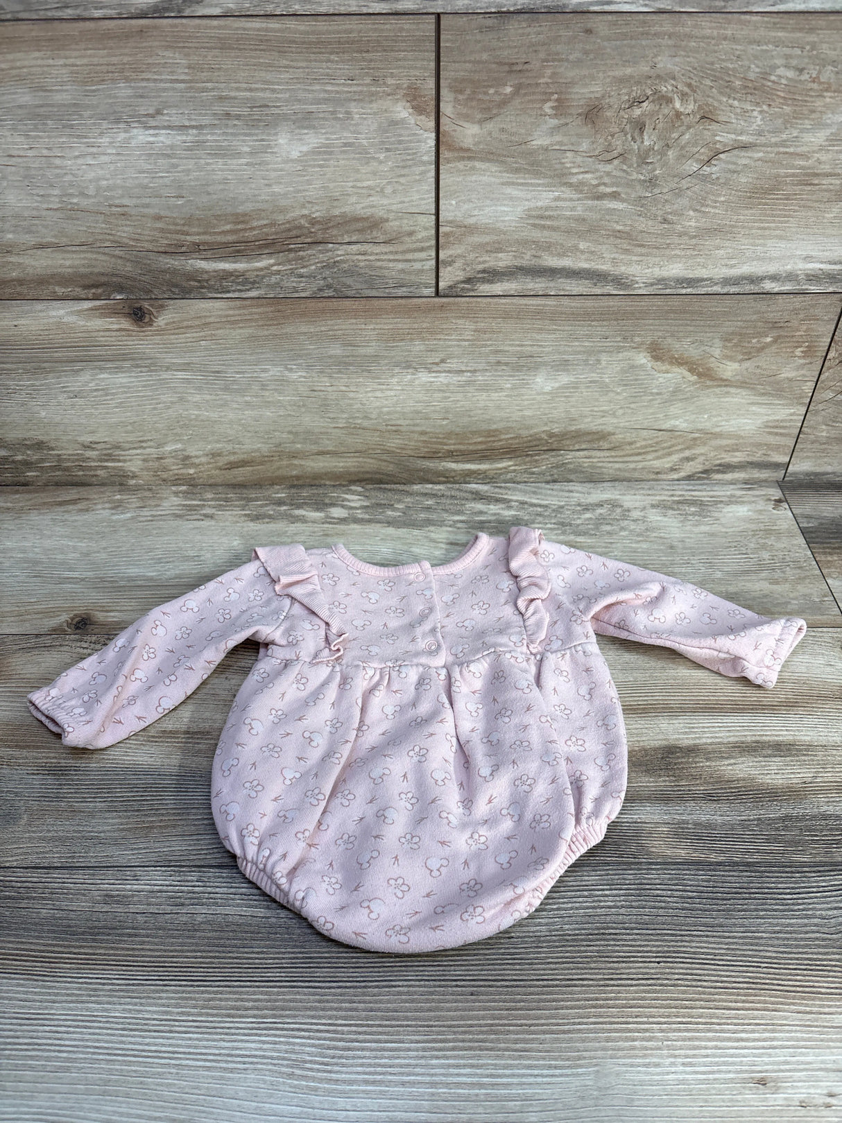 Disney Baby Minnie Mouse Long Sleeve Bubble Romper Pink sz 6-9m