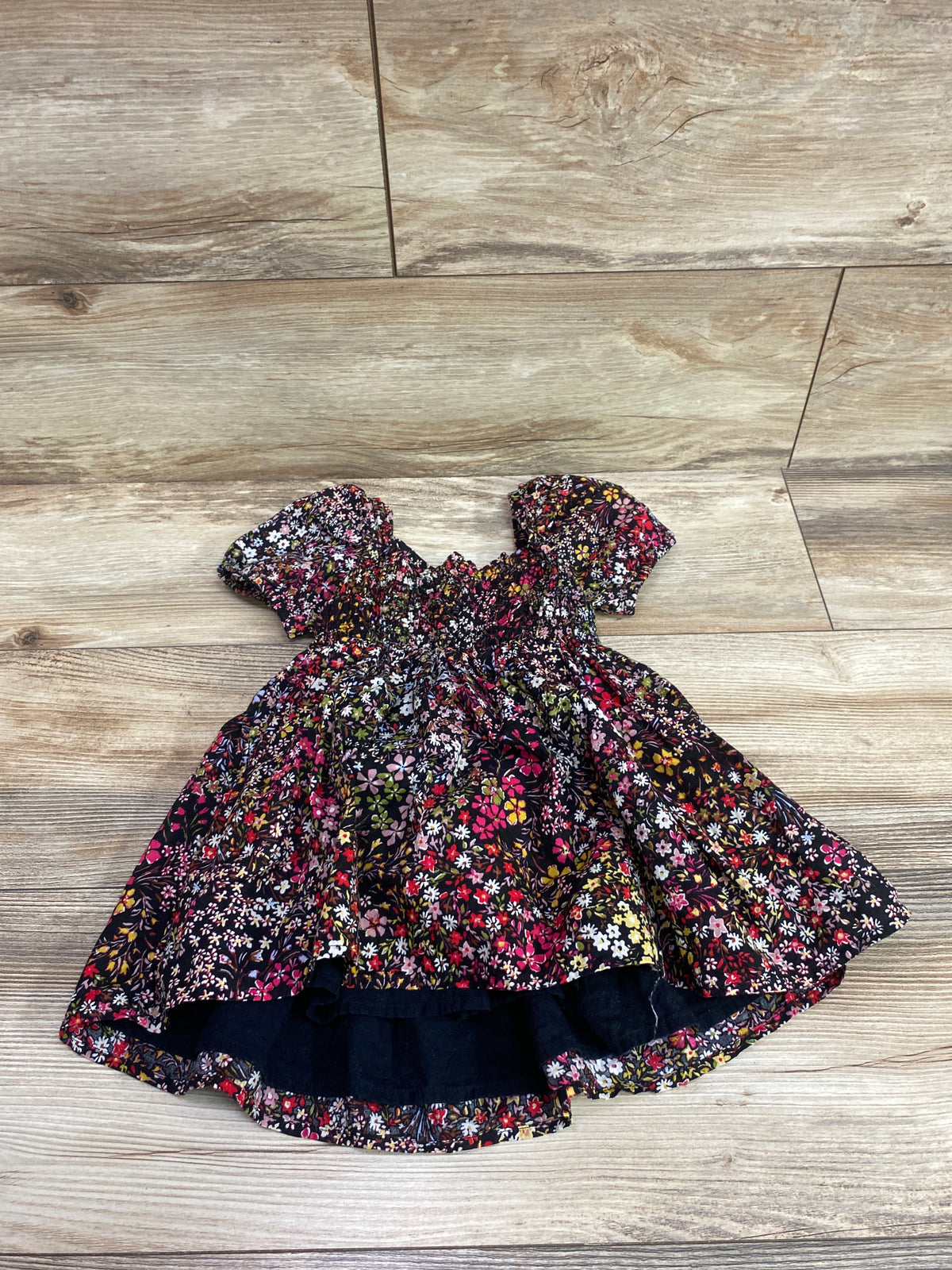 Baby Gap Smocked Puff Sleeve Dress Black sz 18-24m