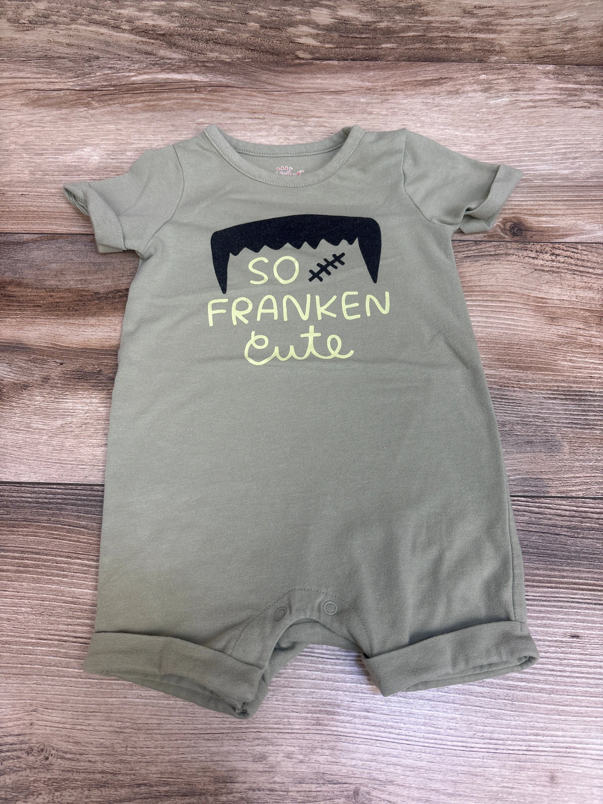 Cat & Jack 2So Franken Cute Shortie Romper Green sz 3-6m