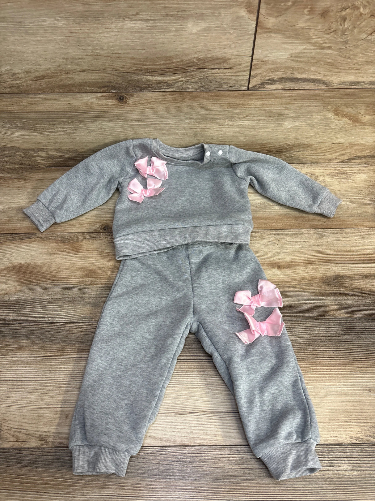 Shein 2pc Bow Sweatshirt & Jogger Set Grey sz 9-12m