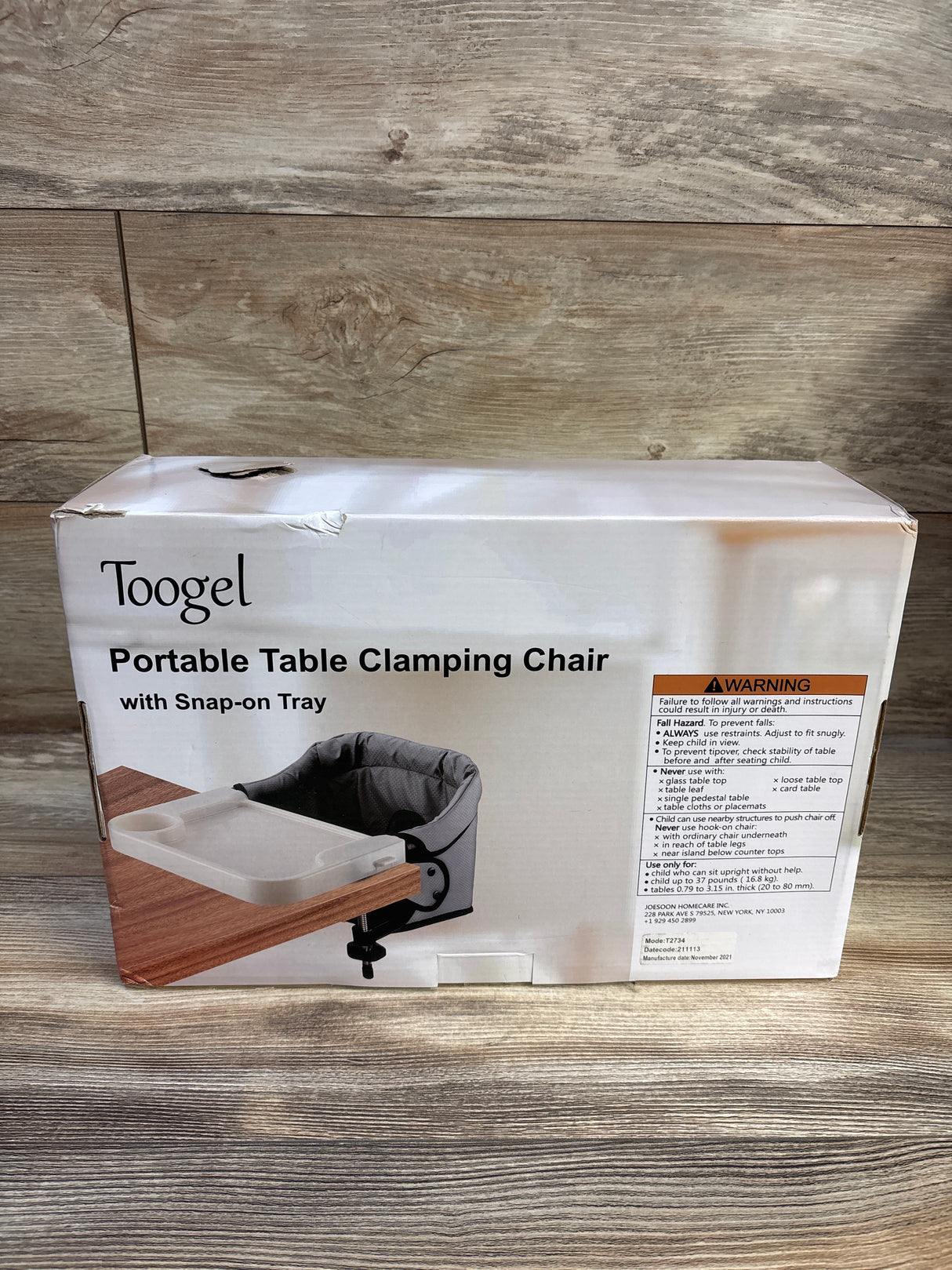 Toogel Portable Hook On High Chair with Tray, Grey 6-36m