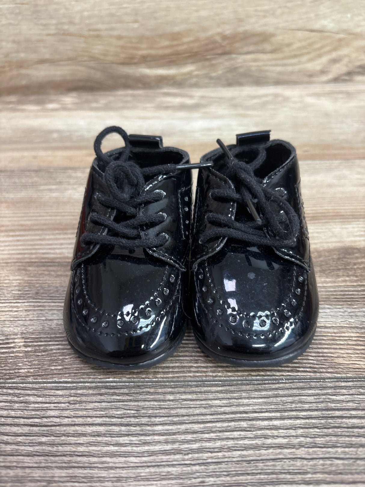 EliteGoogv PU Leather Round Toe First-Walkers Shoes Black sz 1/2c