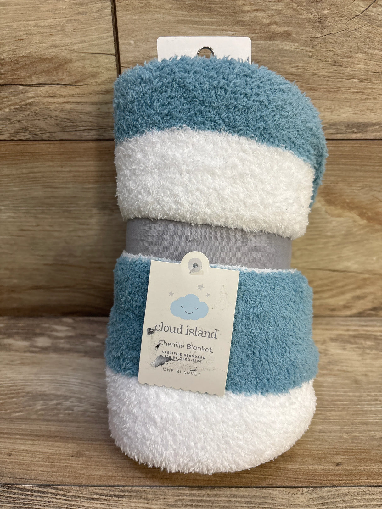 NEW Cloud Island Chenille Stripe Baby Blanket in Blue and White