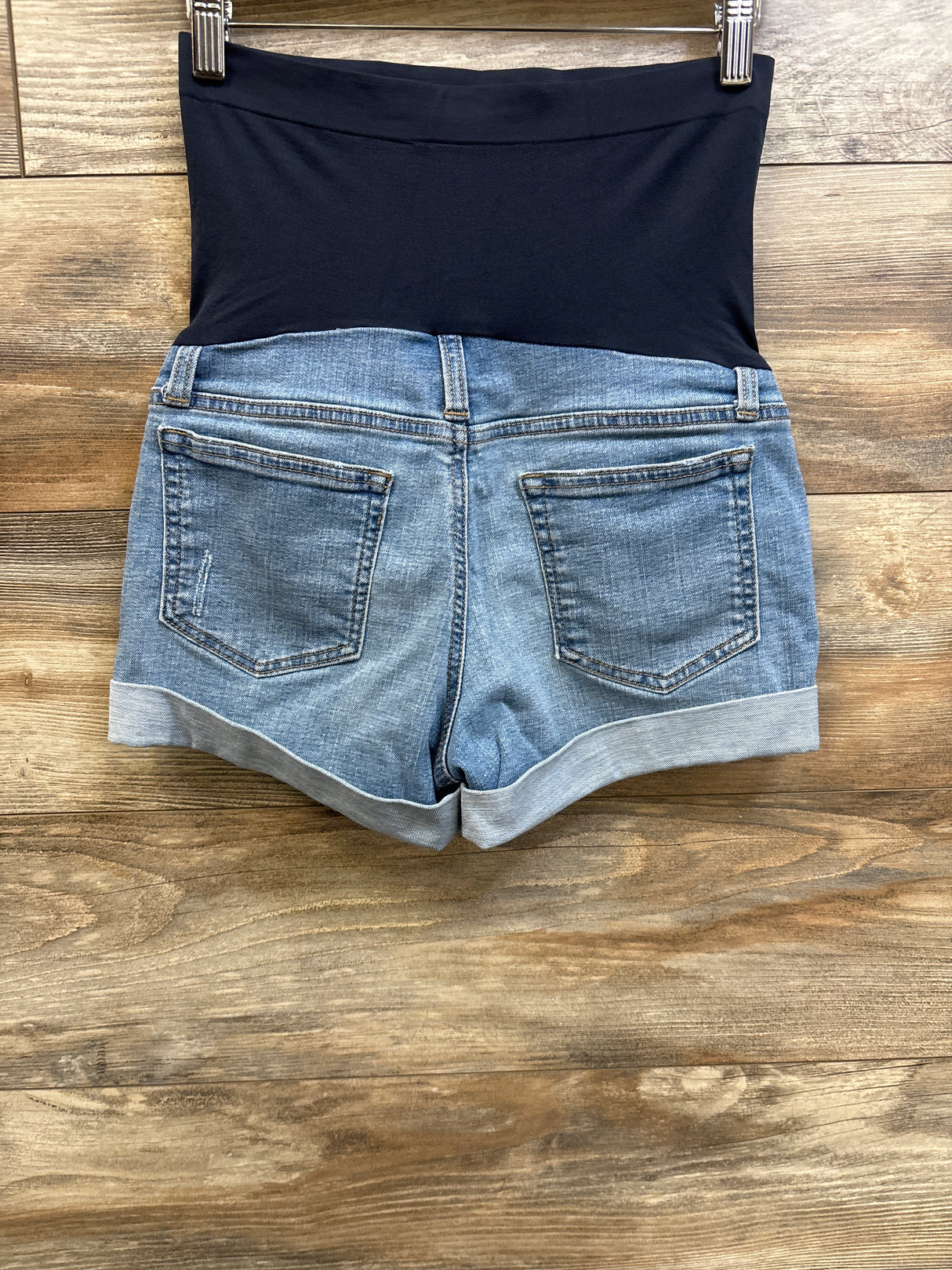 a:glow Maternity Full Panel Denim Shorts Blue sz Small (2)