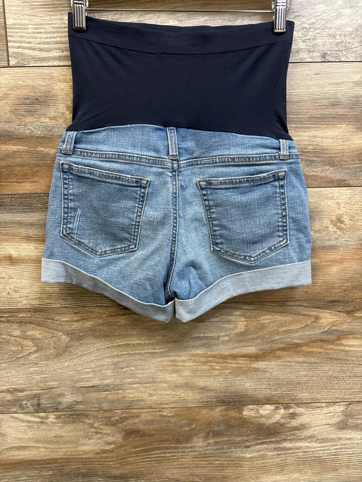 a:glow Maternity Full Panel Denim Shorts Blue sz Small (2)