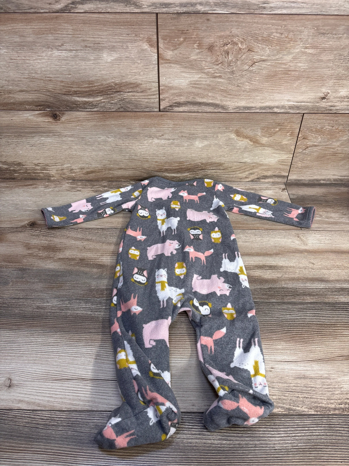 Simple Joys Animal Print Blanket Sleeper Grey sz 6-9m