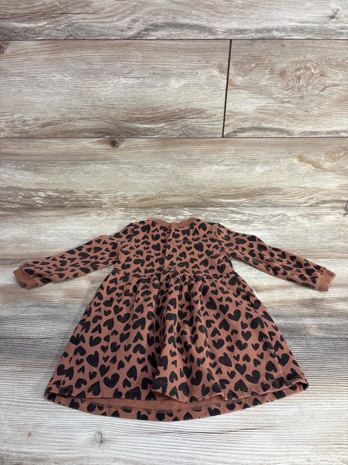 Carter's Heart Print Long Sleeve Dress Brown sz 18m