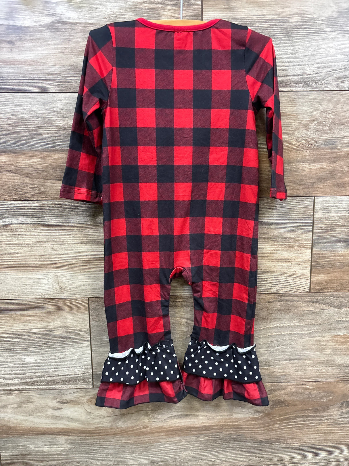Buffalo Plaid Red Nose Reindeer Coverall Red sz 12-18m