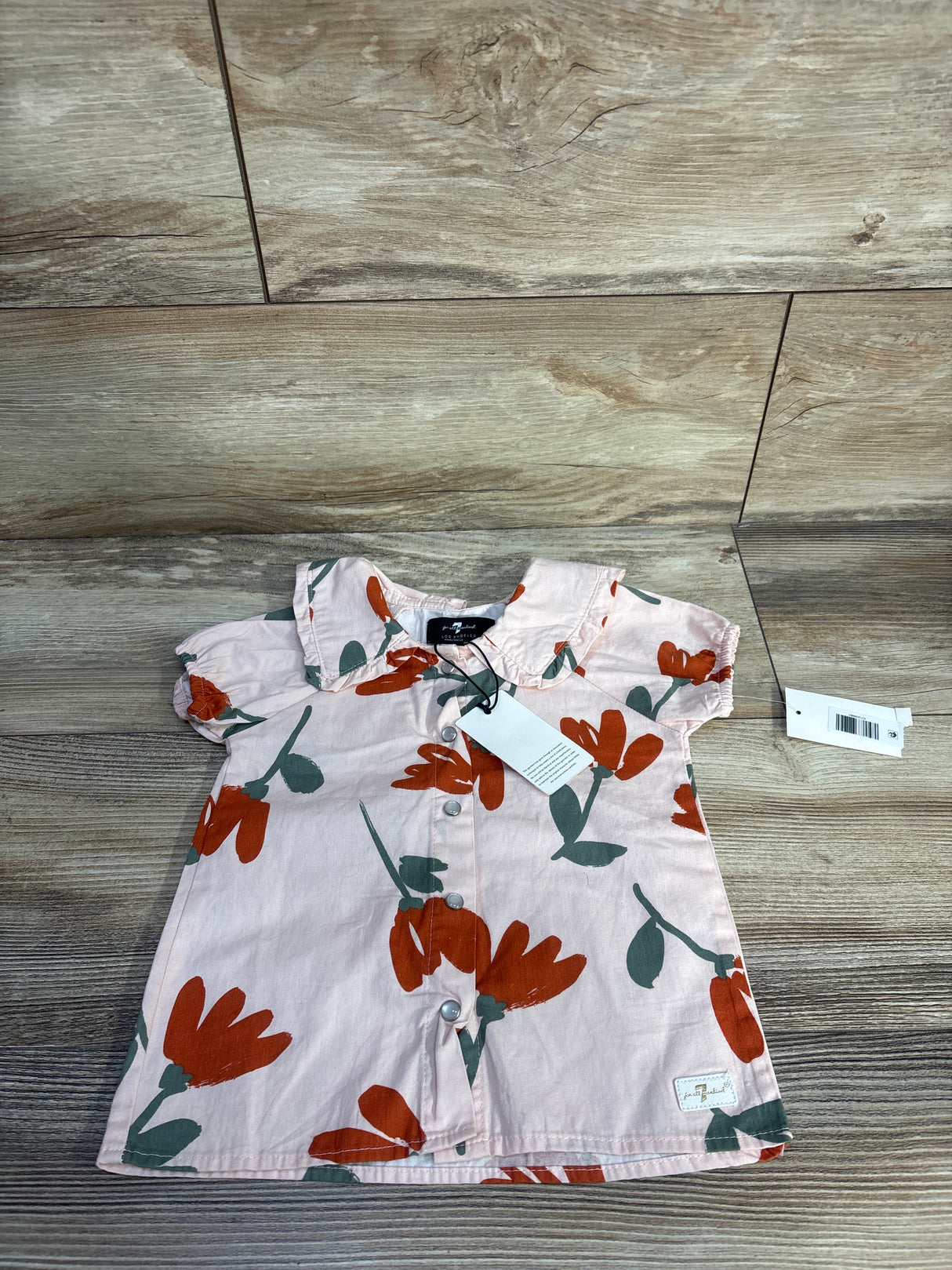 NEW 7 For All Mankind Floral Button Up Shirt Pink sz 24m