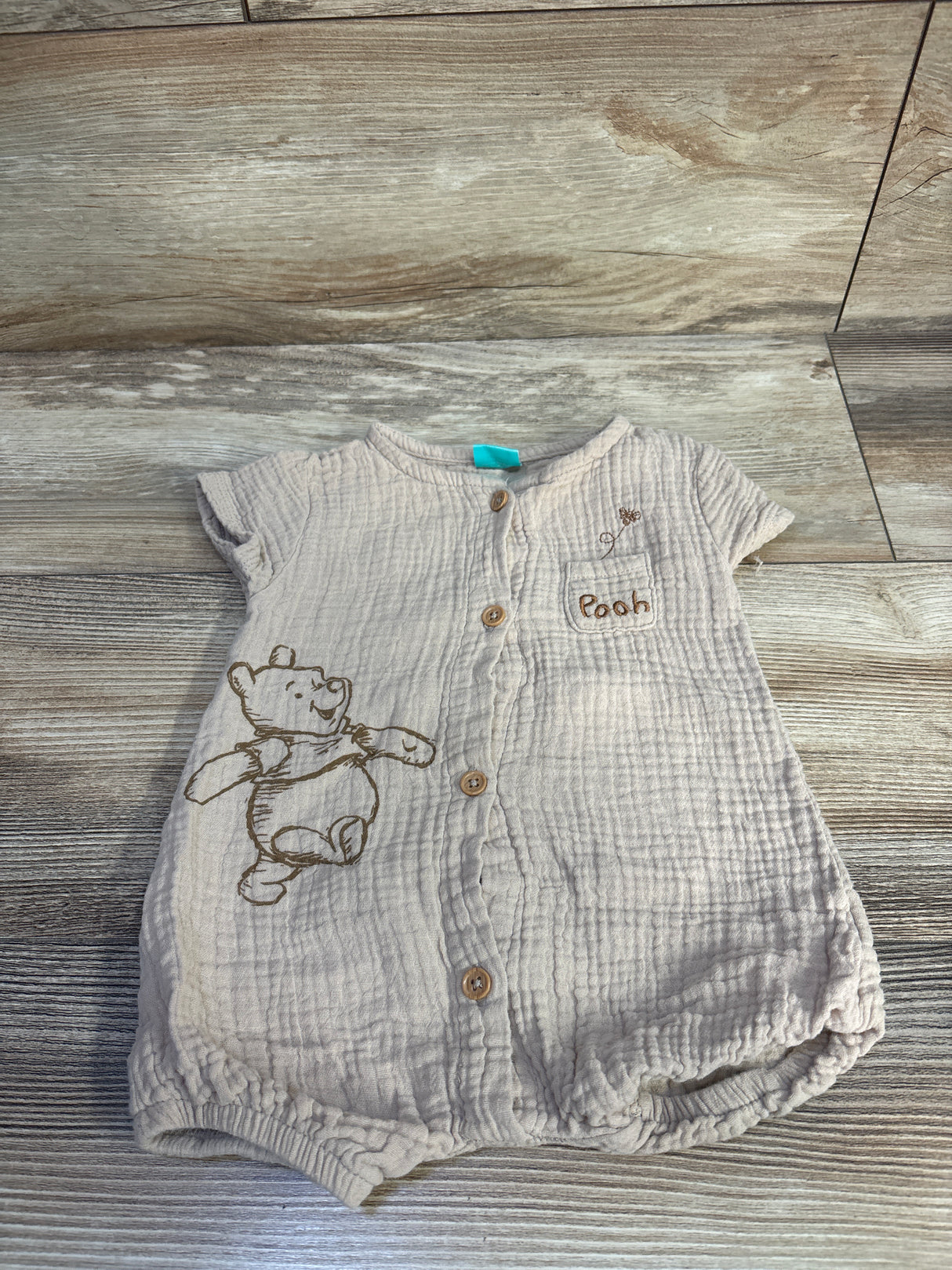 Disney Baby Mickey Mouse Gauze Shortie Romper Beige sz 3-6m