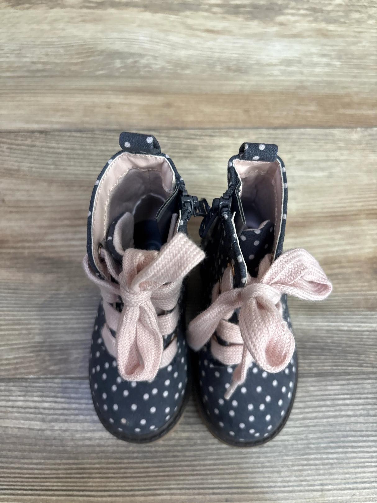 Cat & Jack Giovanna Lace-Up Combat Boots Polka Dot sz 5c