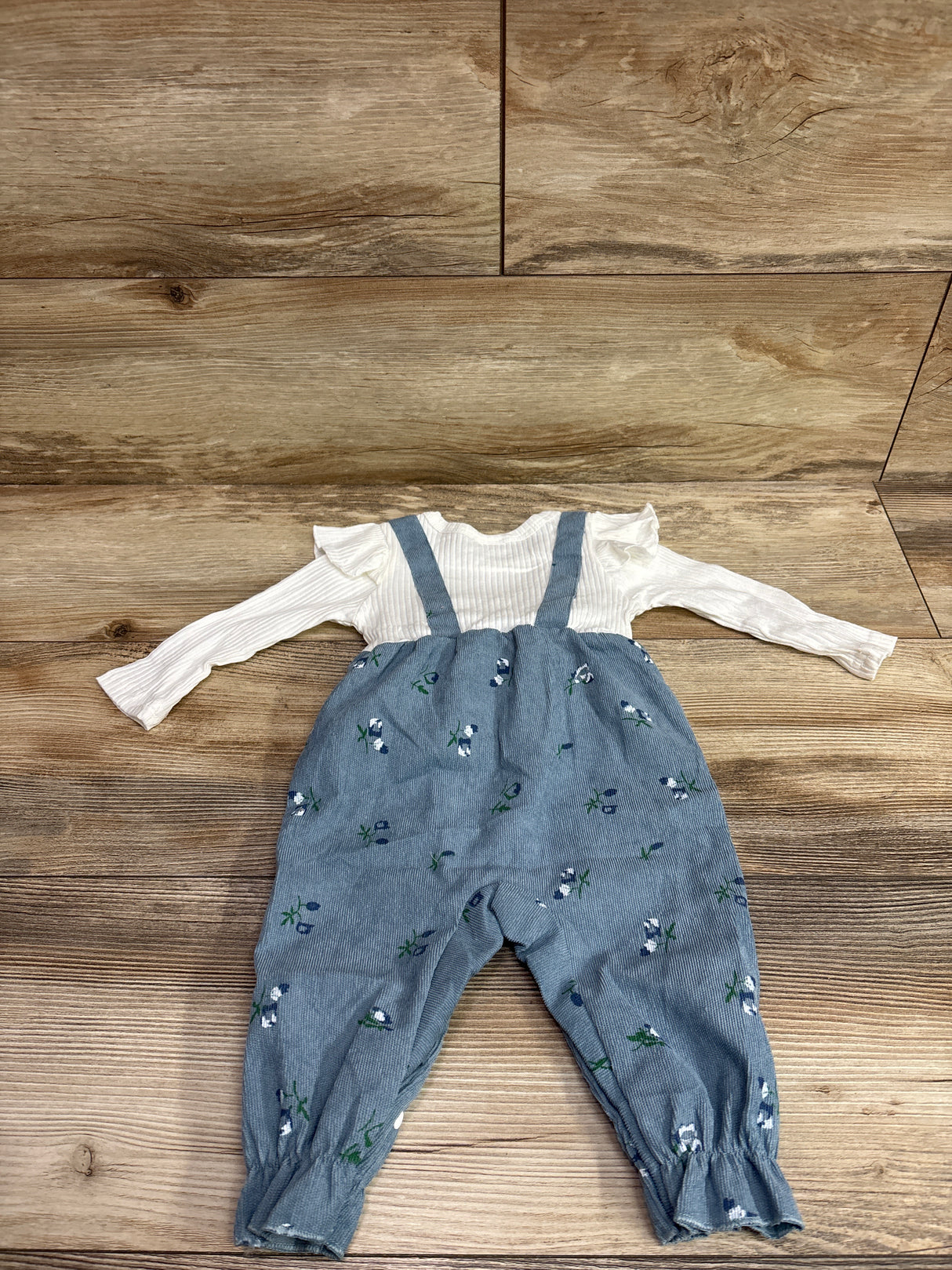 vchoohce Faux Suspender Corduroy Coverall White sz 1-3m