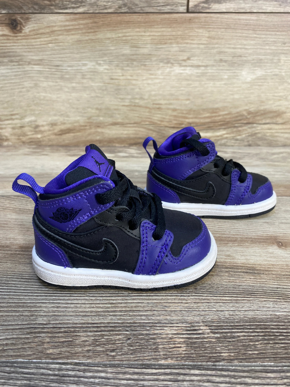 Air Jordan 1 Mid TD 'Black Purple' Sneakers sz 3c