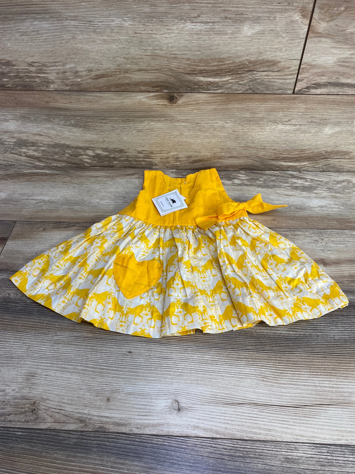 NEW Story Tailor Two Silly Goats Overlapping Frock Dress Yellow sz 6-12m - Me n Mommy To Be