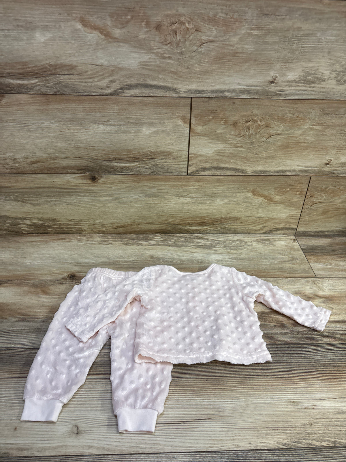 Le Top Bebe 2pc Minky Dot Button-Up Shirt & Pants Set Pink sz 3-6m